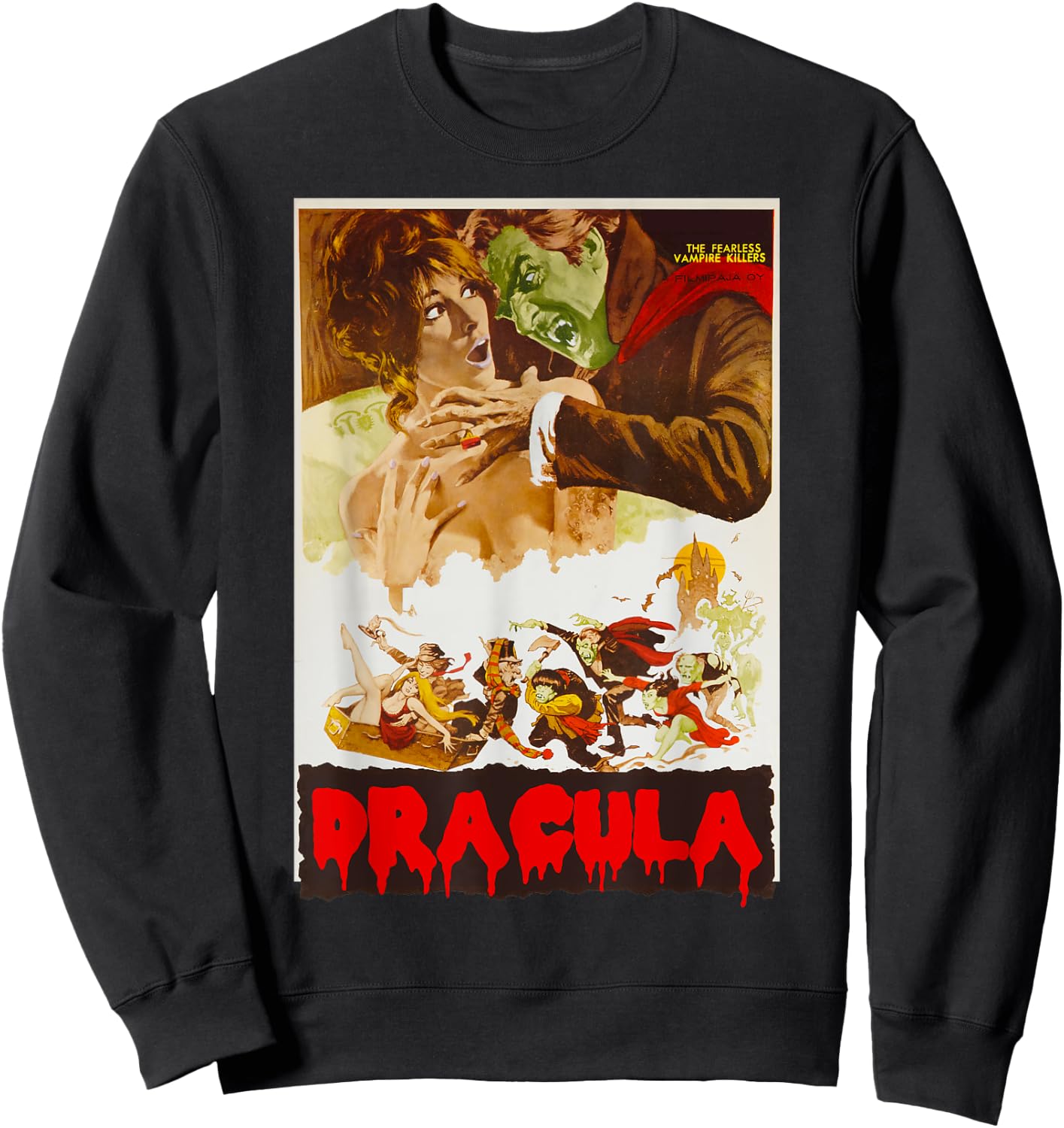 Retro Halloween Monster Poster Horror Movie Vampire Dracula Sweatshirt - Sweatshirt | Black