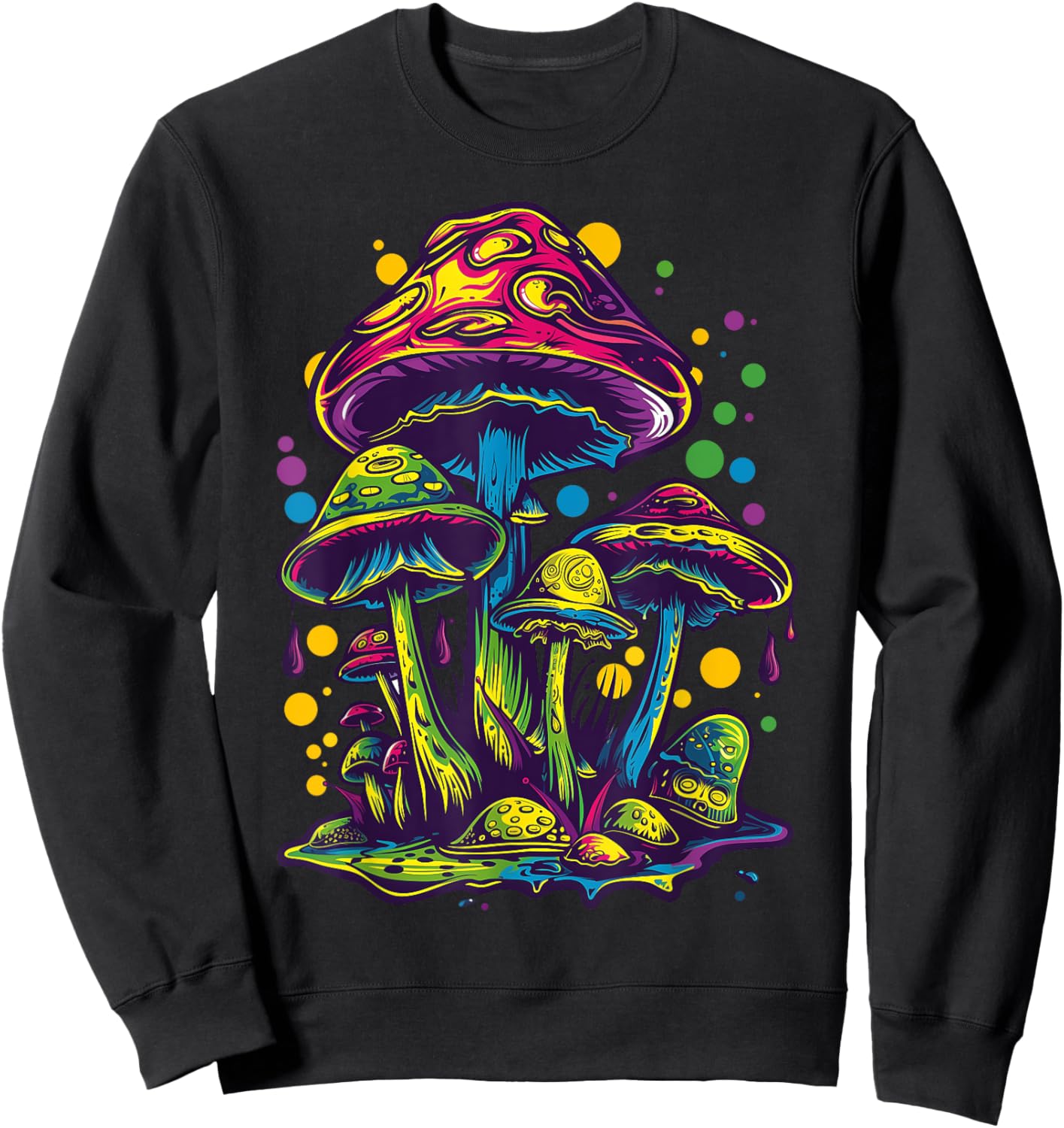 Magic Mushrooms Toadstools Fungi Psychedelic Festival Sweatshirt - Sweatshirt | Black