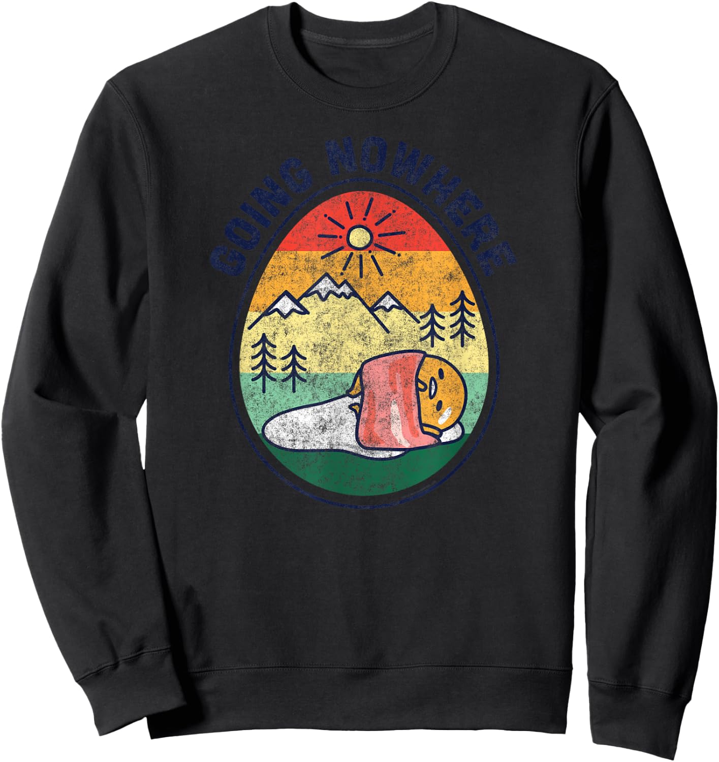 Gudetama The Lazy Egg Camping Going Nowhere Sweatshirt - Sweatshirt | Black