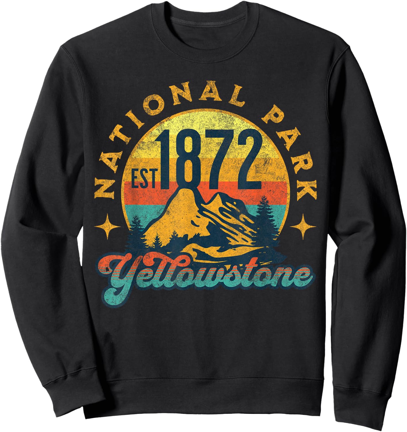 Yellowstone Park Nature Mountains Hiking Outdoors Vintage Sweatshirt - Sweatshirt | Black