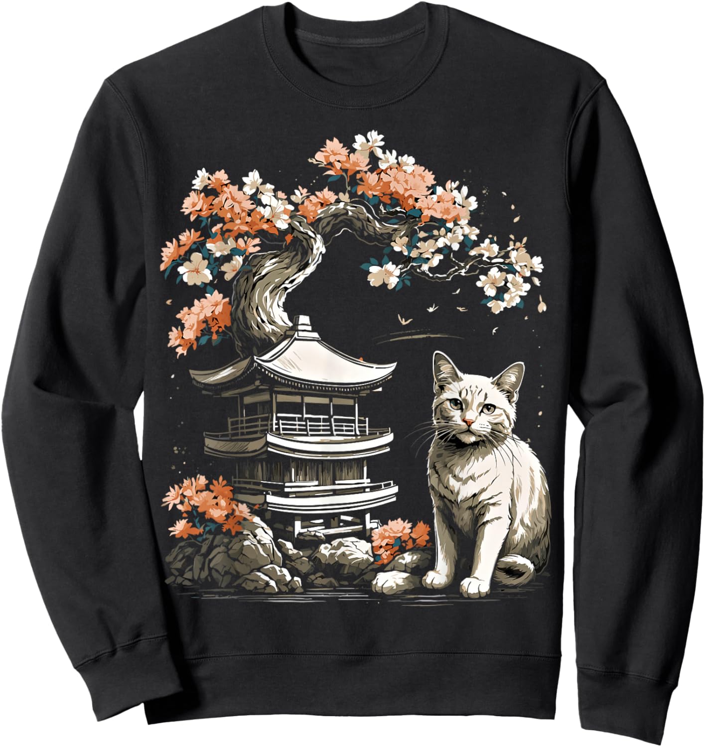 Japanische Katze, ästhetisch, japanischer Stil Sweatshirt - Sweatshirt | Black