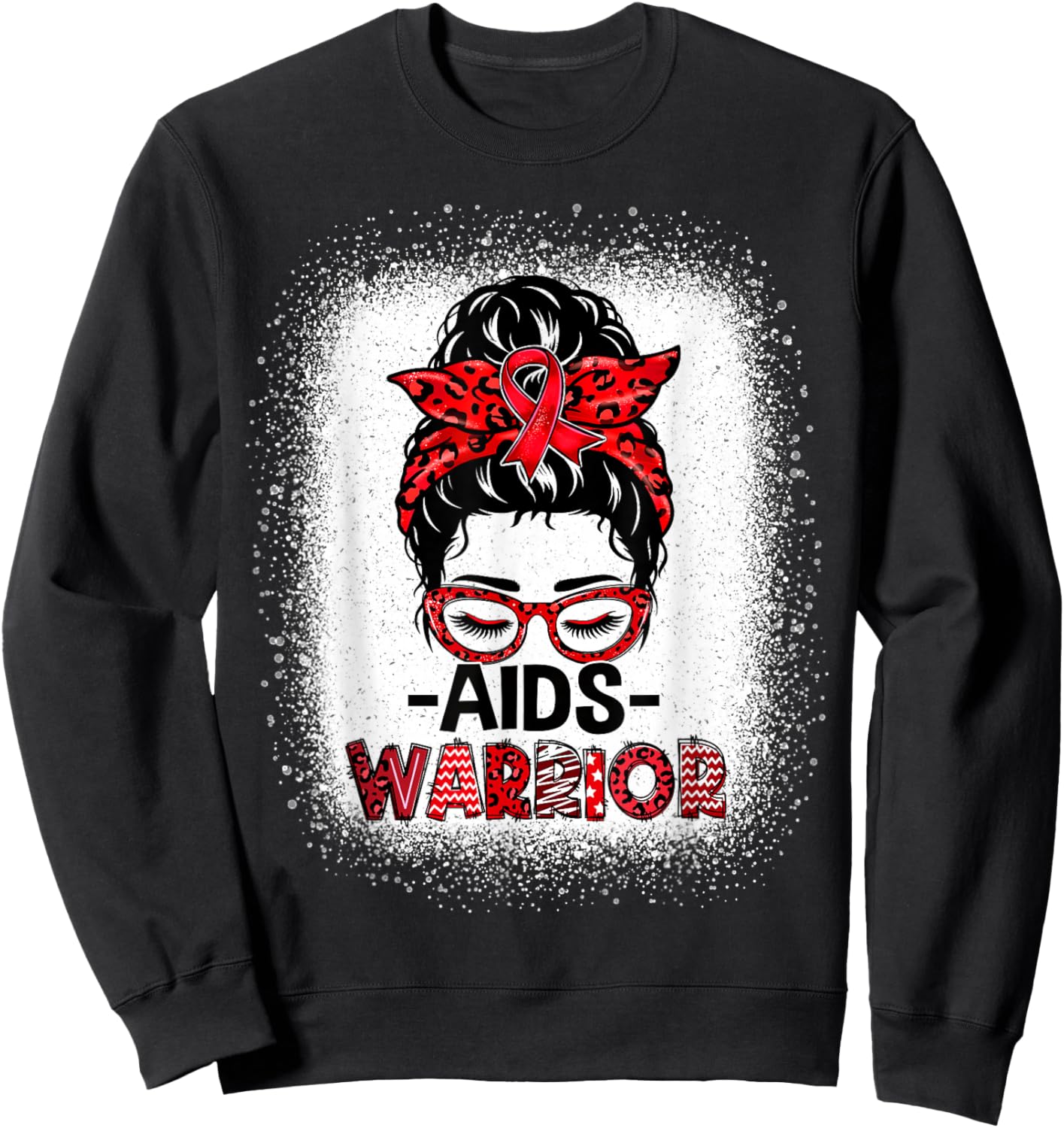 Aids Warrior Red Ribbon World Aids Day Hiv Aids Awareness Sweatshirt - Sweatshirt | Black
