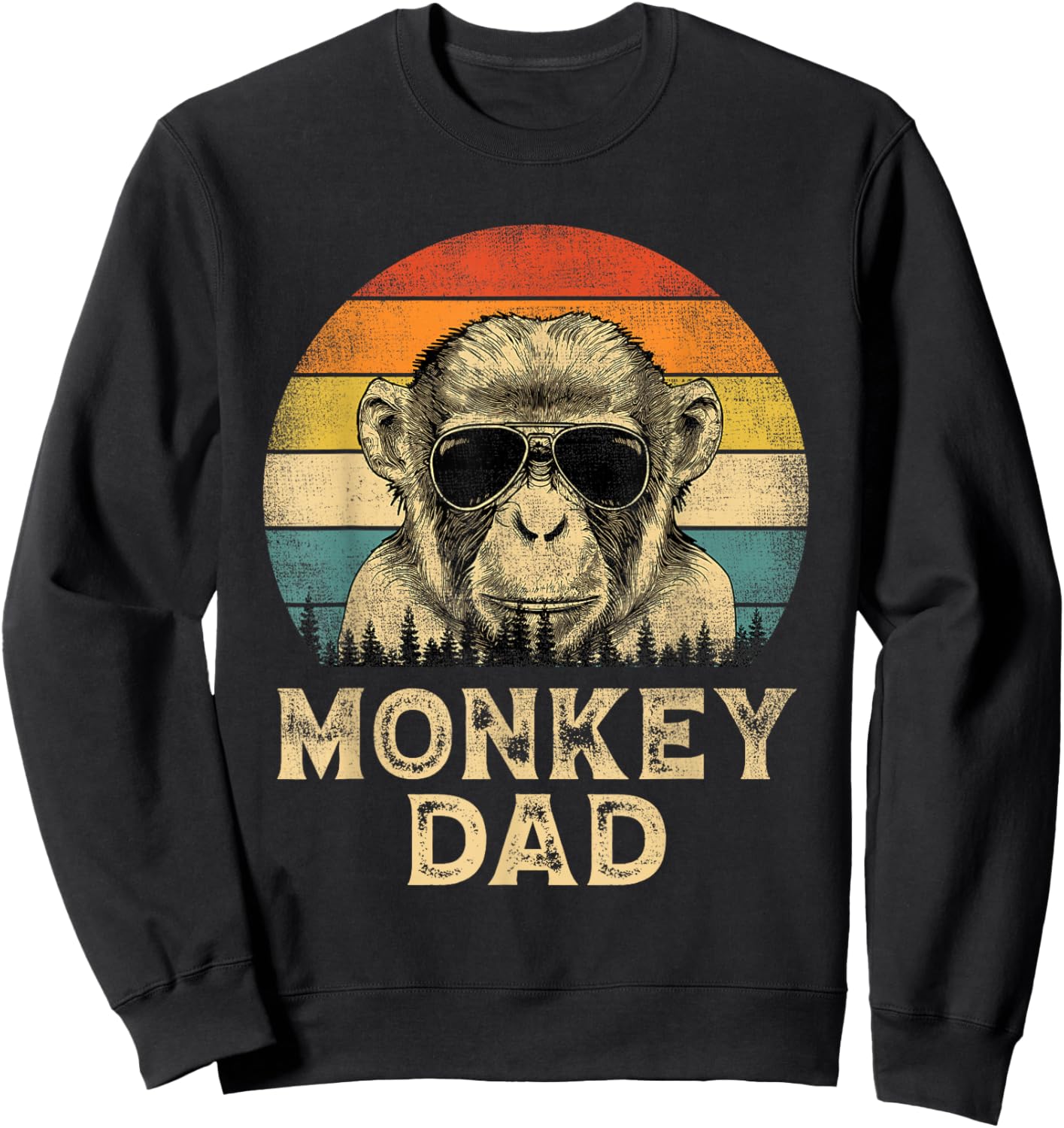 Vintage Monkey Dad Monkey Lovers Daddy Father's Day Sweatshirt - Sweatshirt | Black