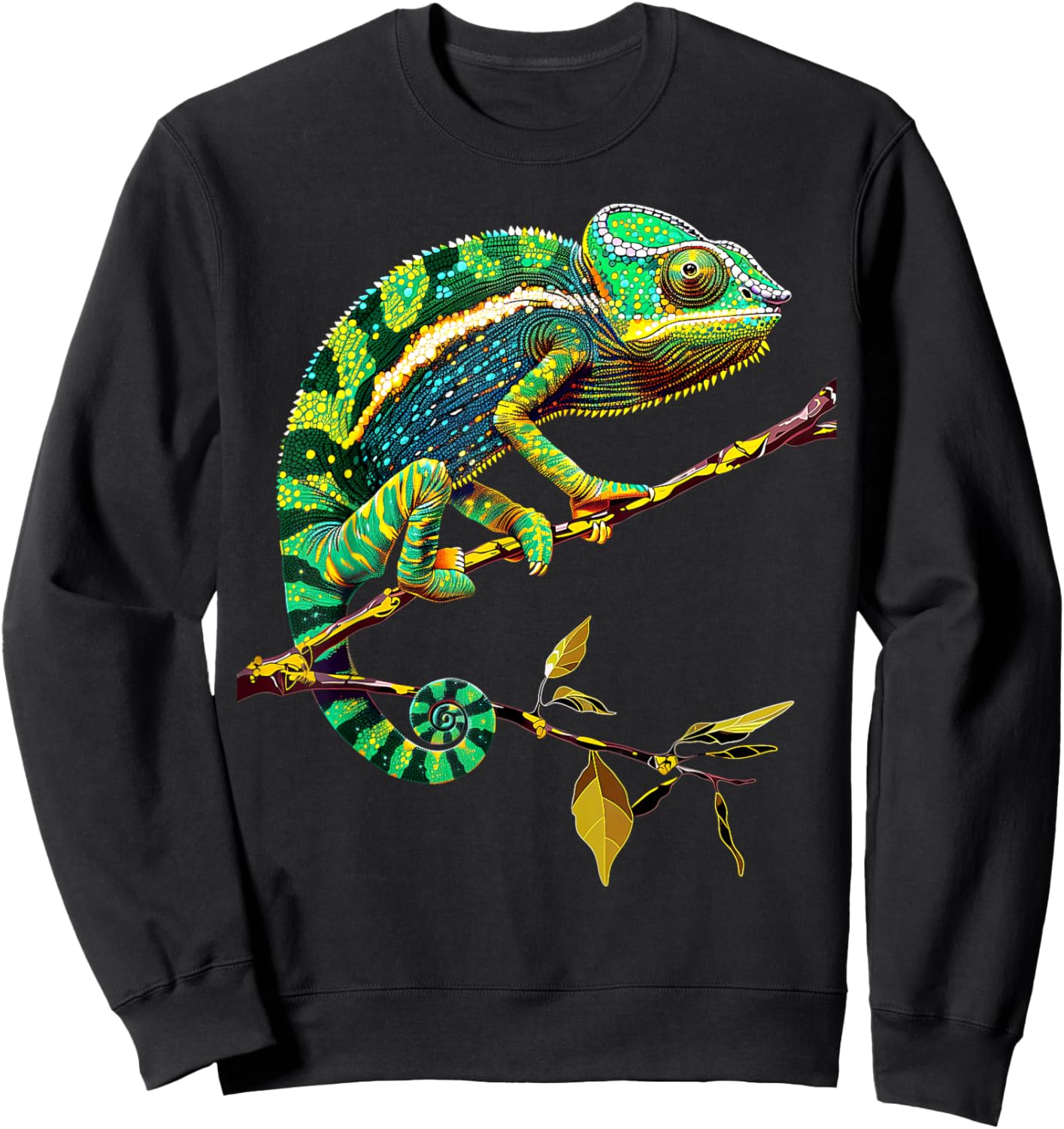 Chameleon Lizard Reptile Chameleon Iguana Chameleon , Black, S Sweatshirt - Sweatshirt | Black