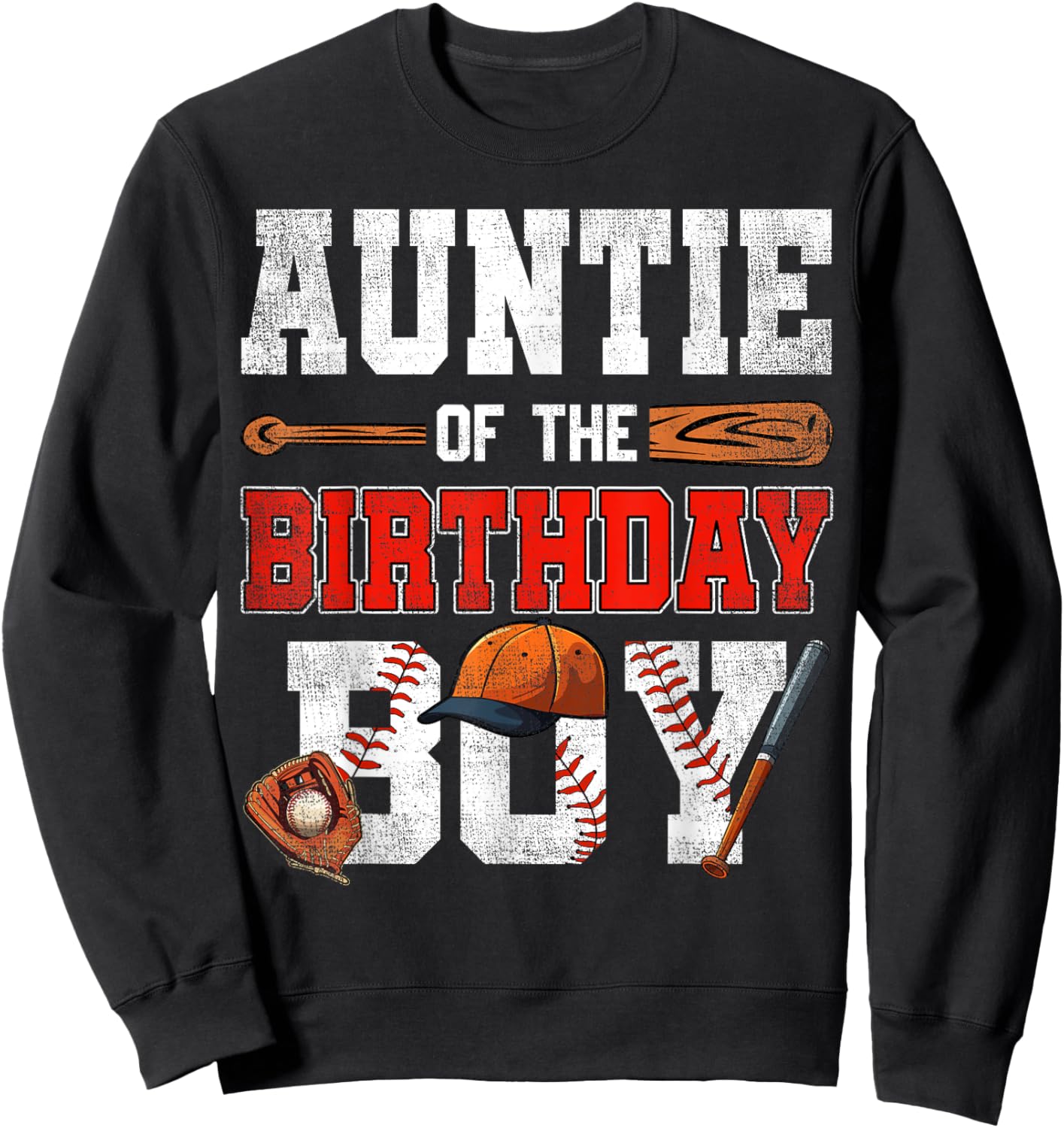 Auntie Of The Birthday Boy Baseball Bday Family Sweatshirt - Sweatshirt | Black