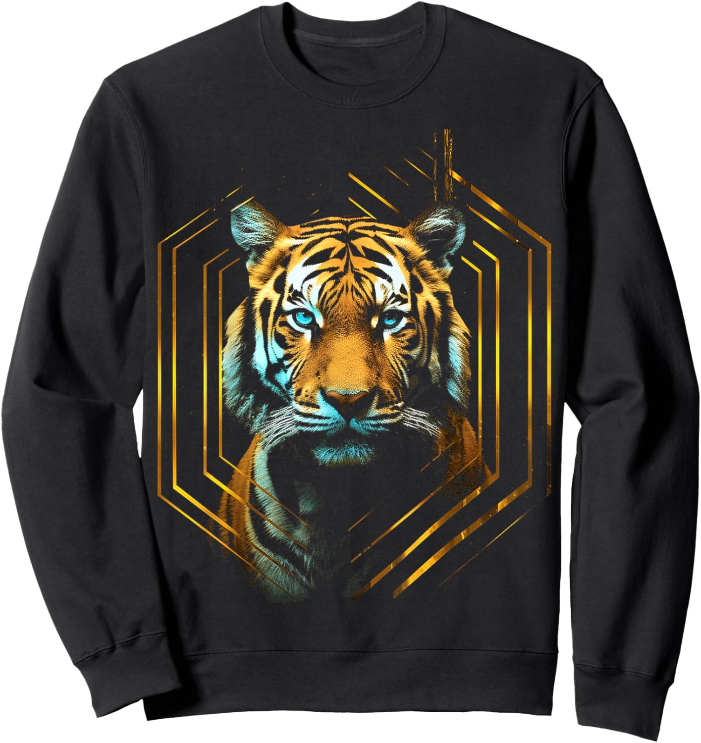 Tiger Fantasy Art Animal Love Geometric Graphic Tiger Sweatshirt - Sweatshirt | Black