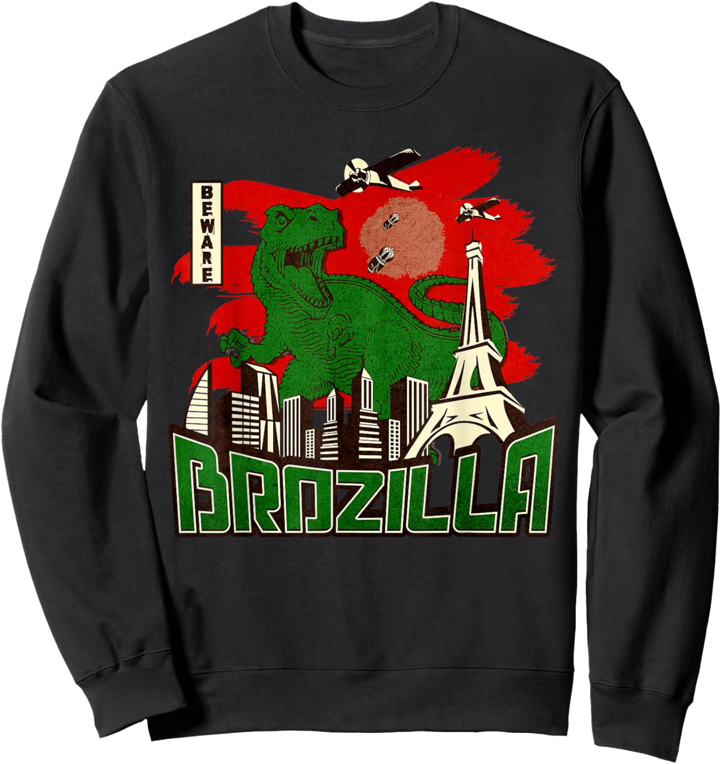 Brozilla Japanese Monster Big Brother or Little Brother Bro Sweatshirt - Sweatshirt | Black