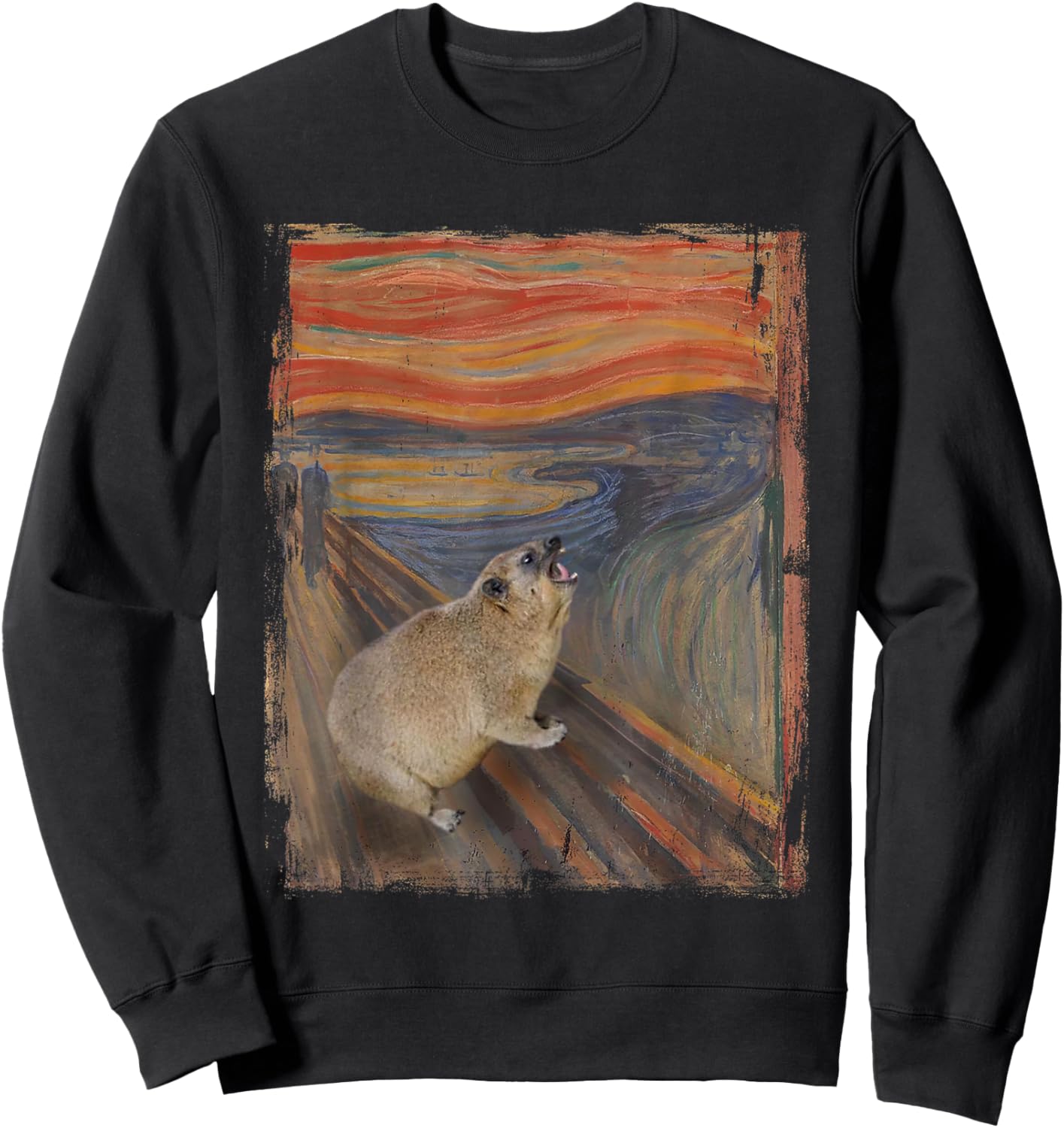 Hyrax Scream Meme Vintage Awawa Hyrax Lover Sweatshirt - Sweatshirt | Black