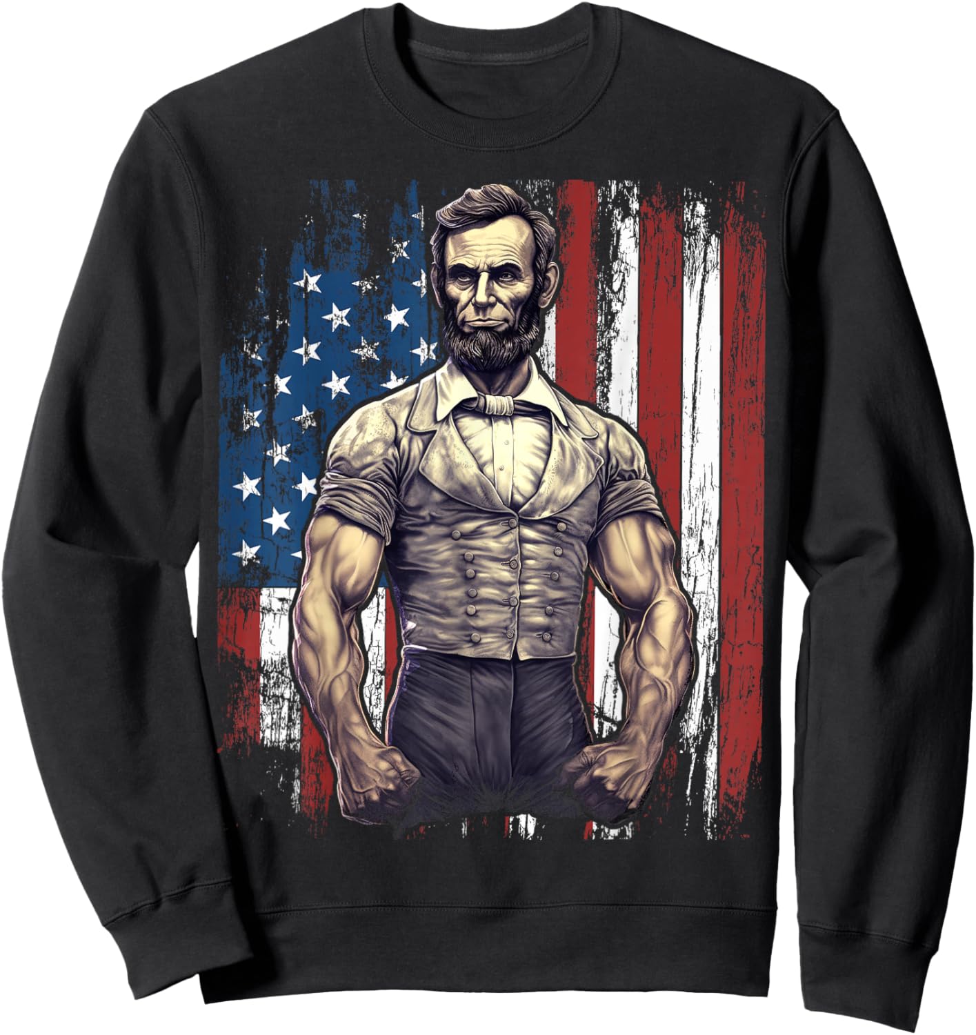 4th of July Patriotic Funny Abraham Lincoln Graphic July 4th Sweatshirt - Sweatshirt | Black