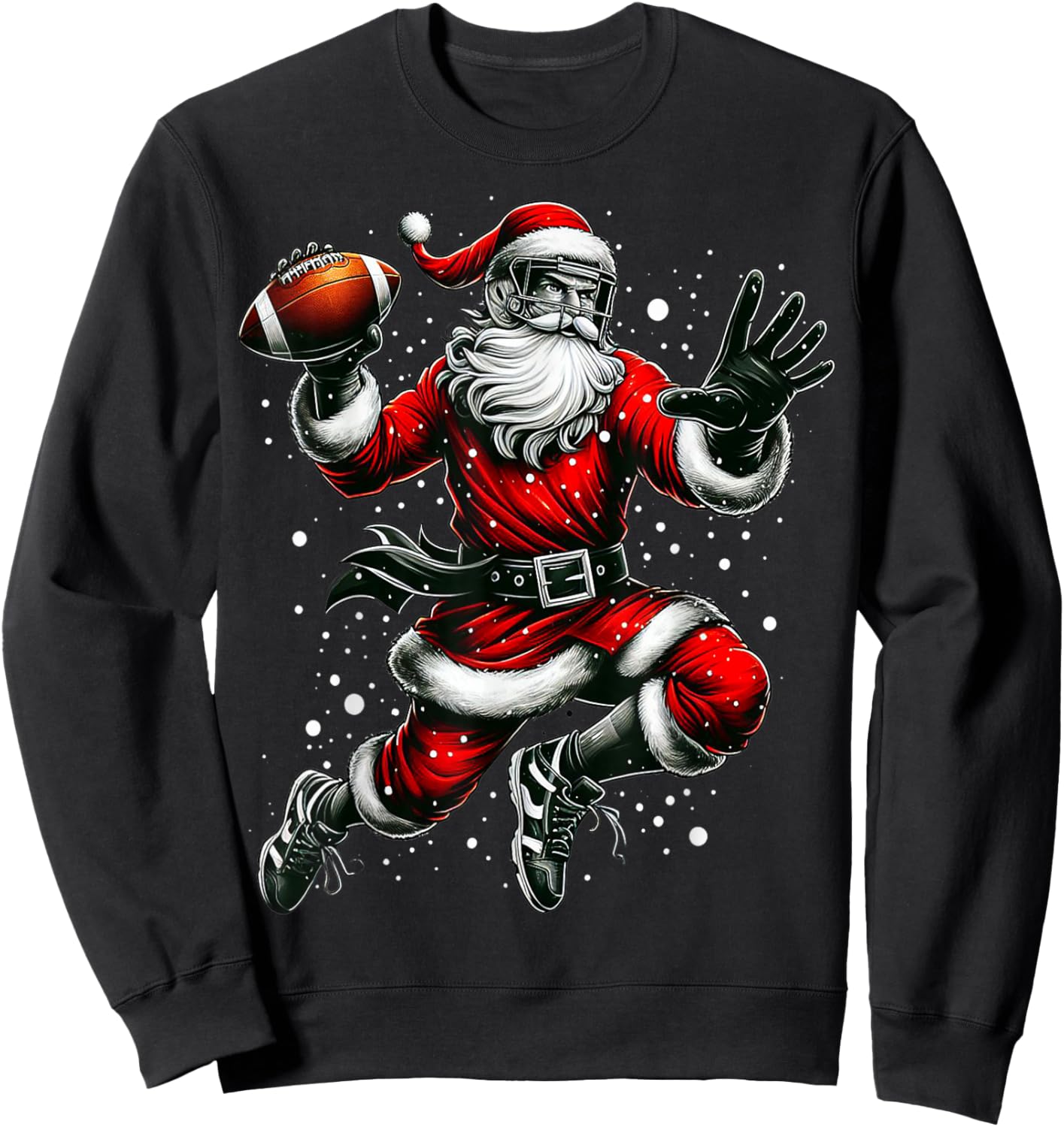 Santa Claus Playing American Football Christmas Football Fan Sweatshirt - Sweatshirt | Black
