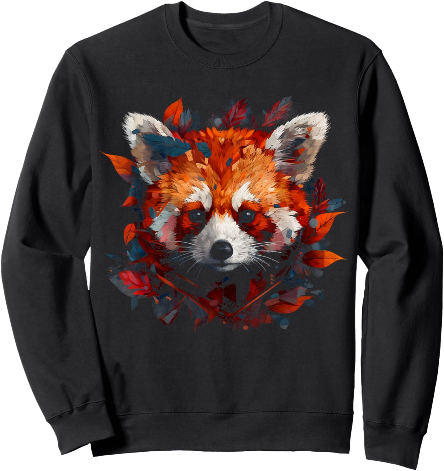 Red Panda Artwork - Autumn Leaves Animal Red Panda Sweatshirt - Sweatshirt | Black