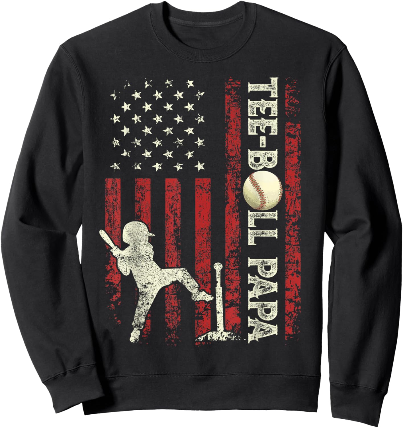 Ball Papa US Flag Gifts Dad Men Patriotic Fathers Day Sweatshirt - Sweatshirt | Black