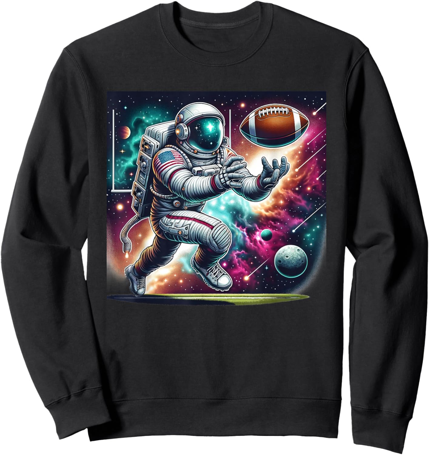 Astronaut Playing Football in Space Sweatshirt - Sweatshirt | Black