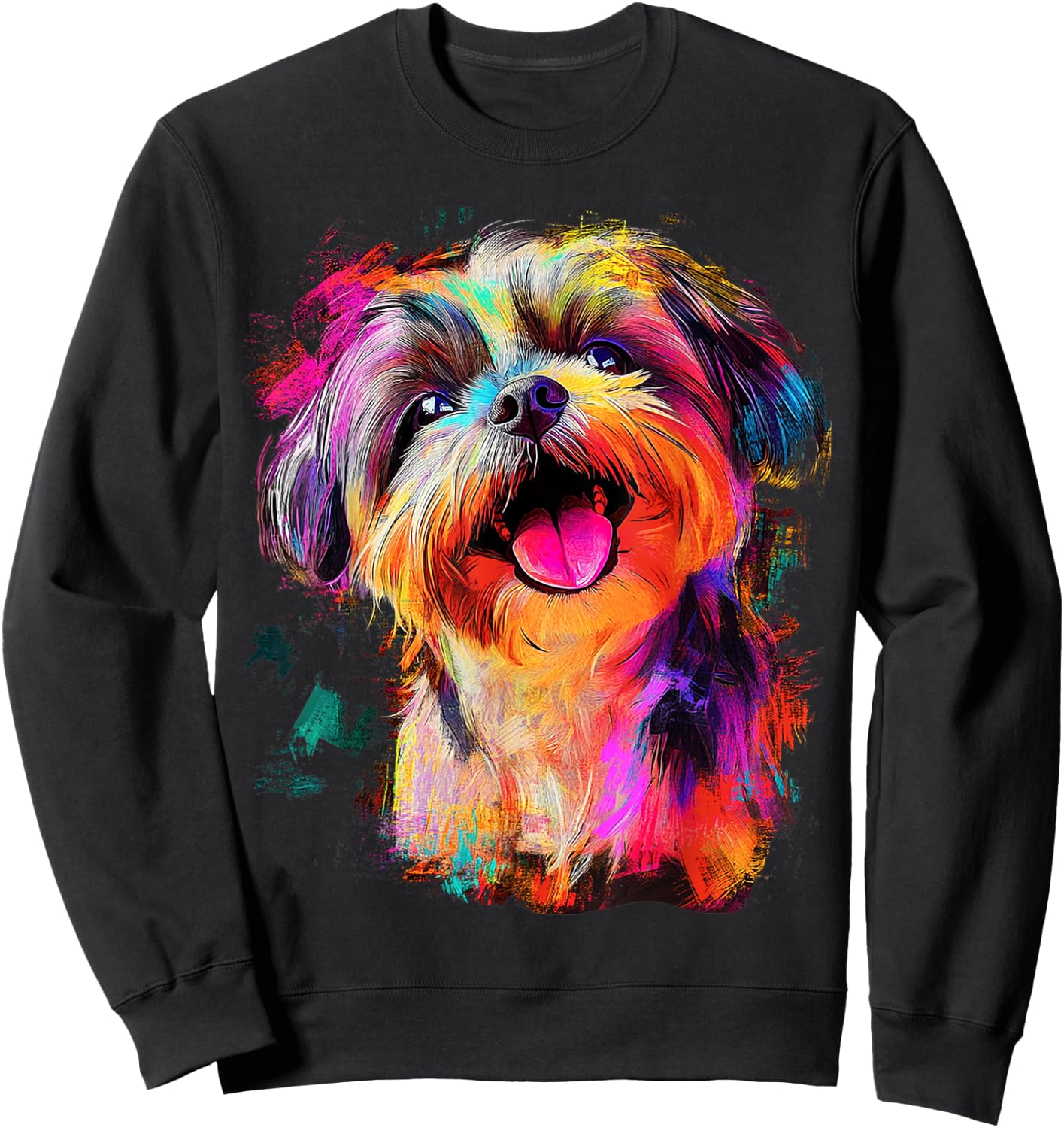 Shih Tzu Dog Motif Pet Art Shih Tzu Sweatshirt - Sweatshirt | Black