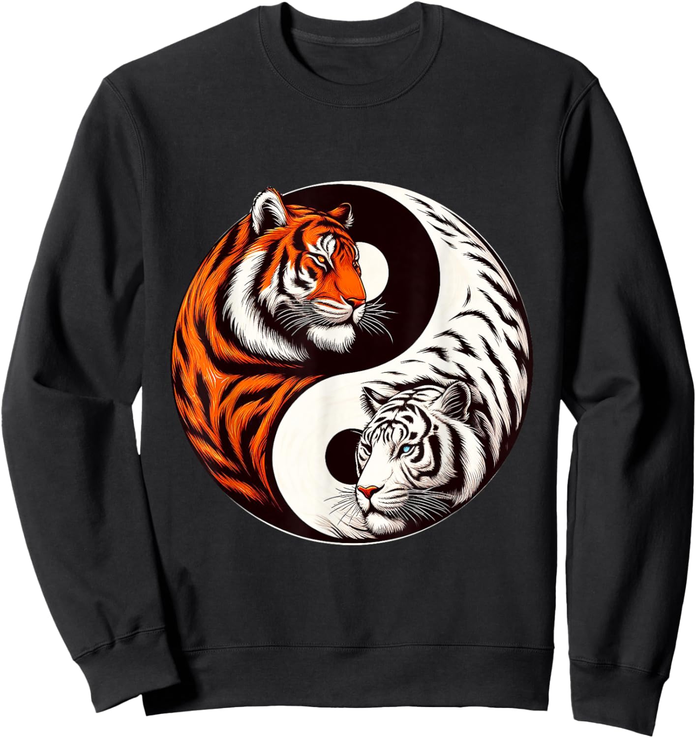 Yin Yang Orange Tiger White Tiger Tigers Sweatshirt - Sweatshirt | Black