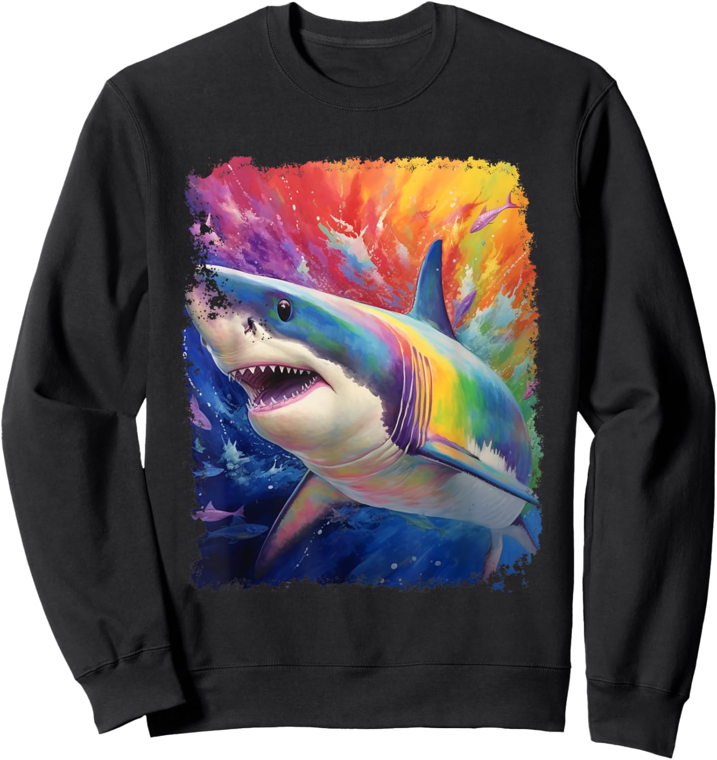 Pop Art Rainbow Shark Sweatshirt - Sweatshirt | Black