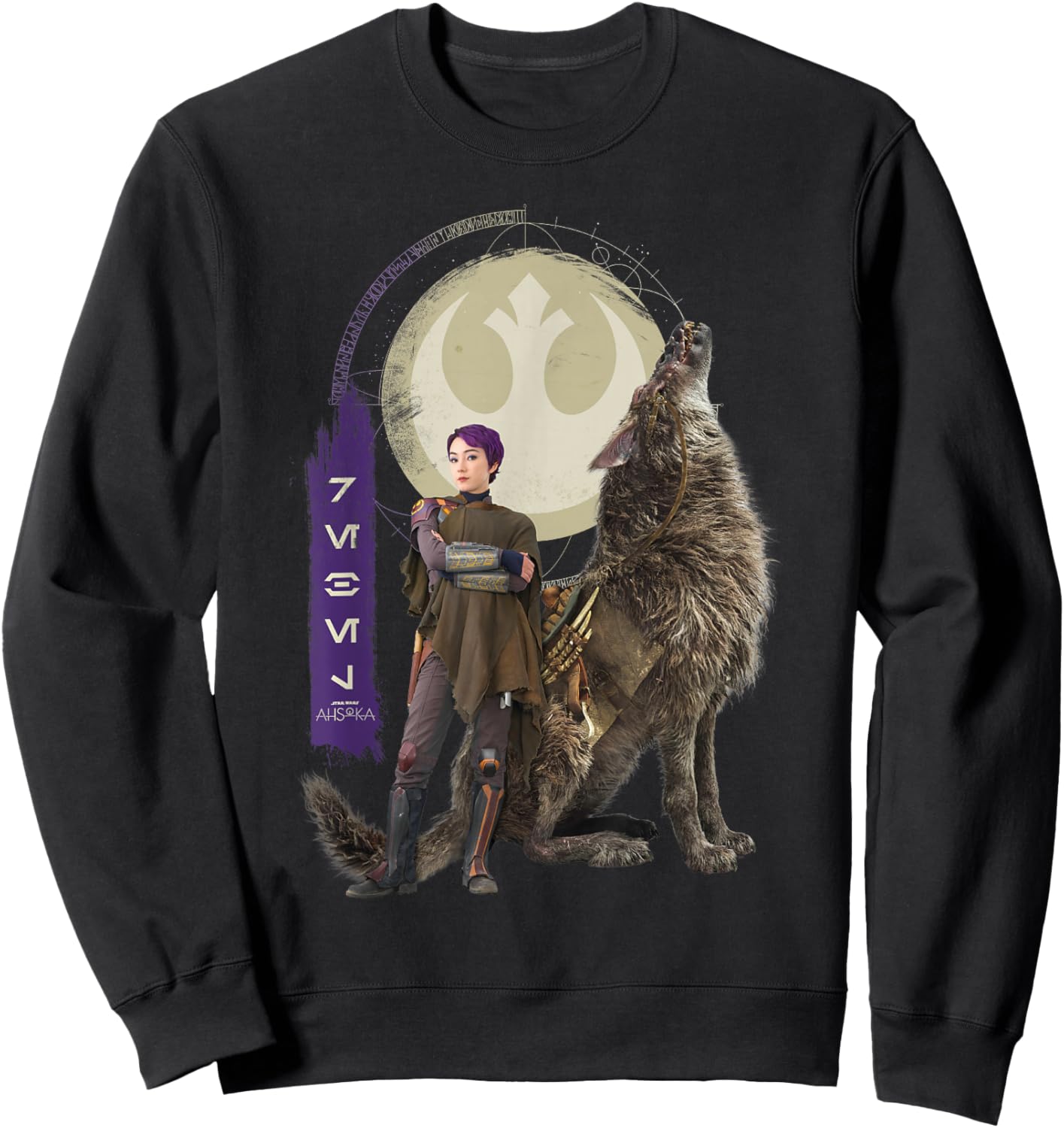 Star Wars Ahsoka Part 6 Sabine and Howler Aurebesh Rebel Sweatshirt - Sweatshirt | Black