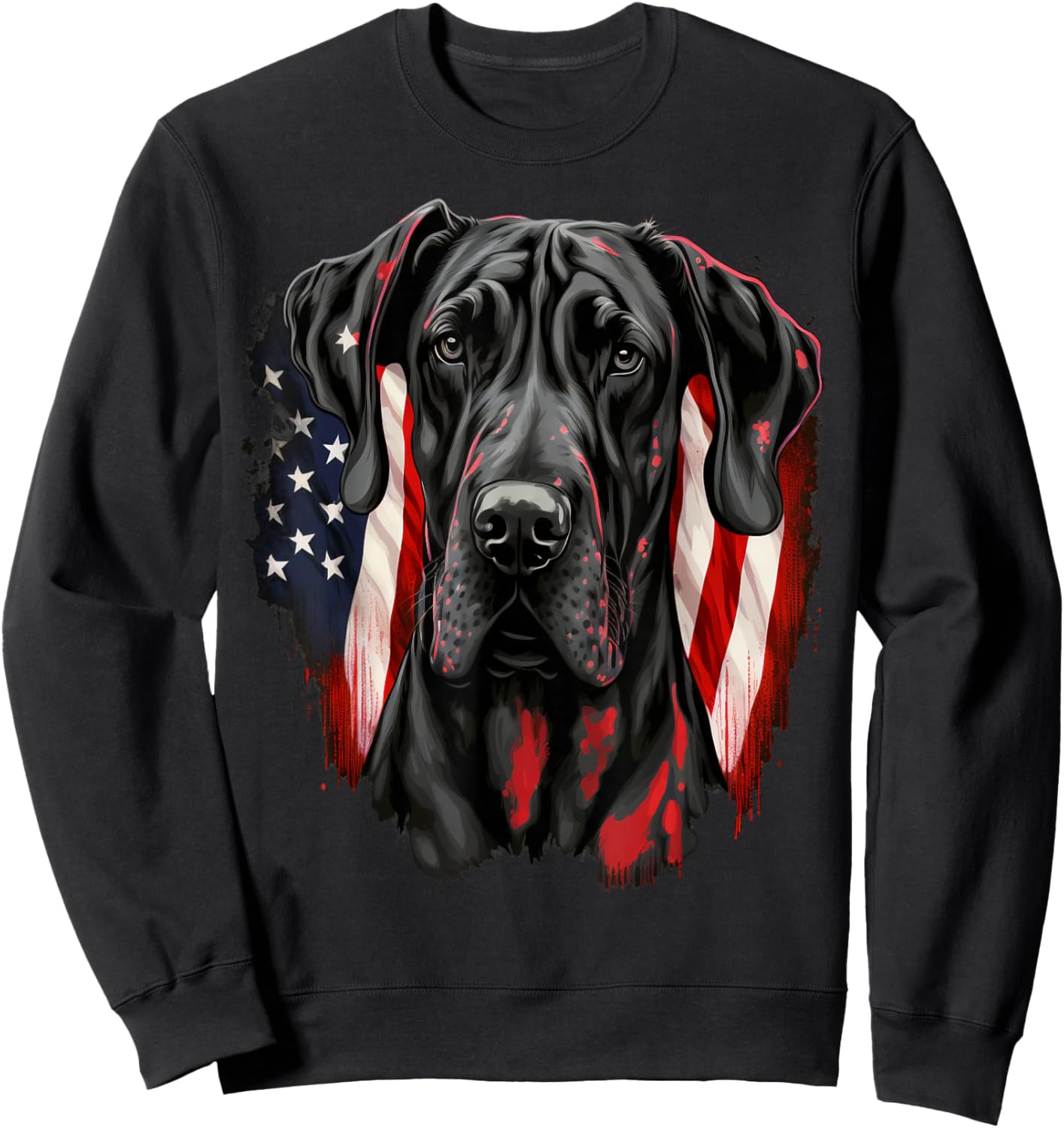 USA 4th of July Great Dane on Patriotic American Great Dane Sweatshirt - Sweatshirt | Black