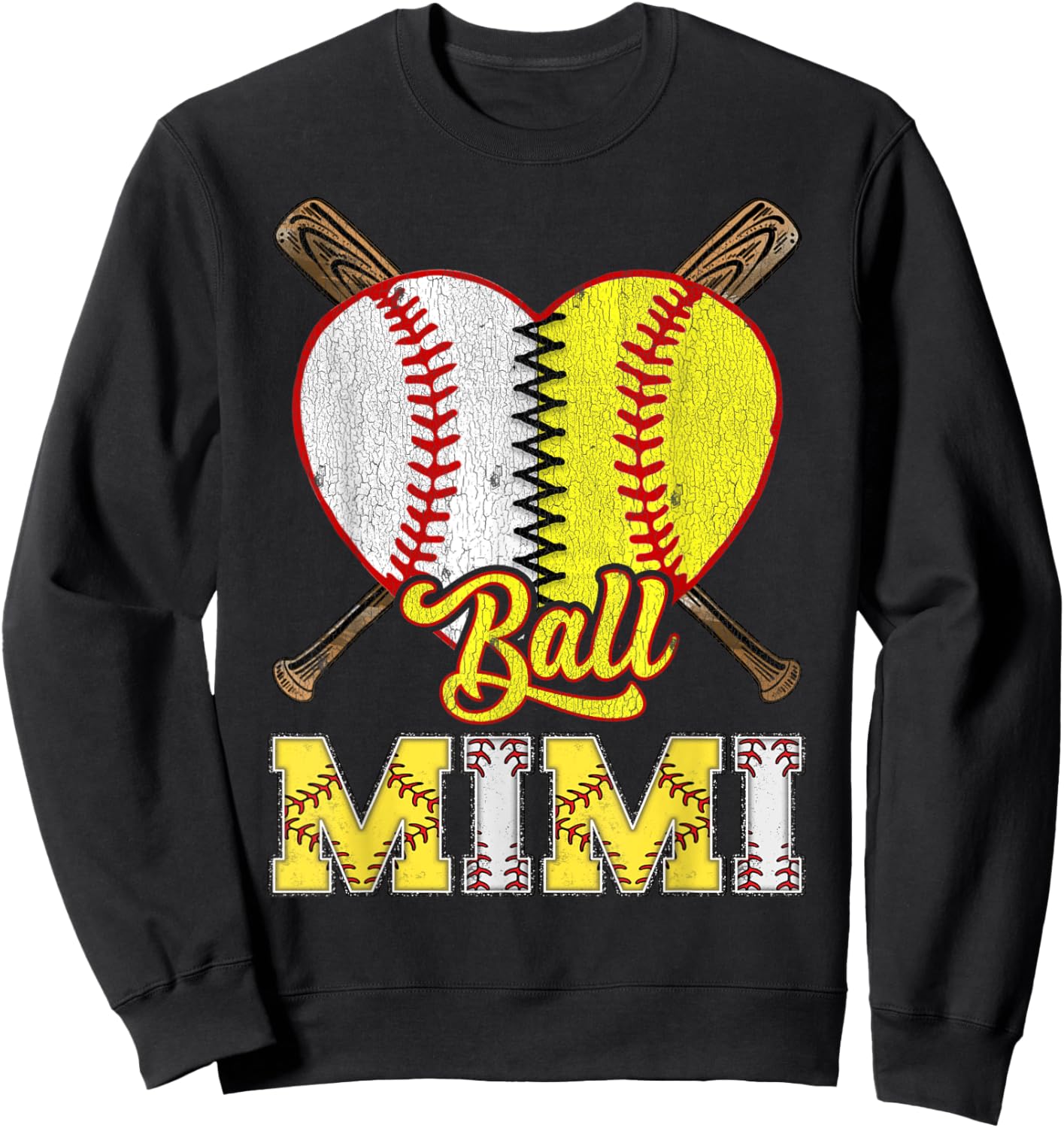 Mimi Of Both Ball Mimi Half Baseball Softball Sweatshirt - Sweatshirt | Black