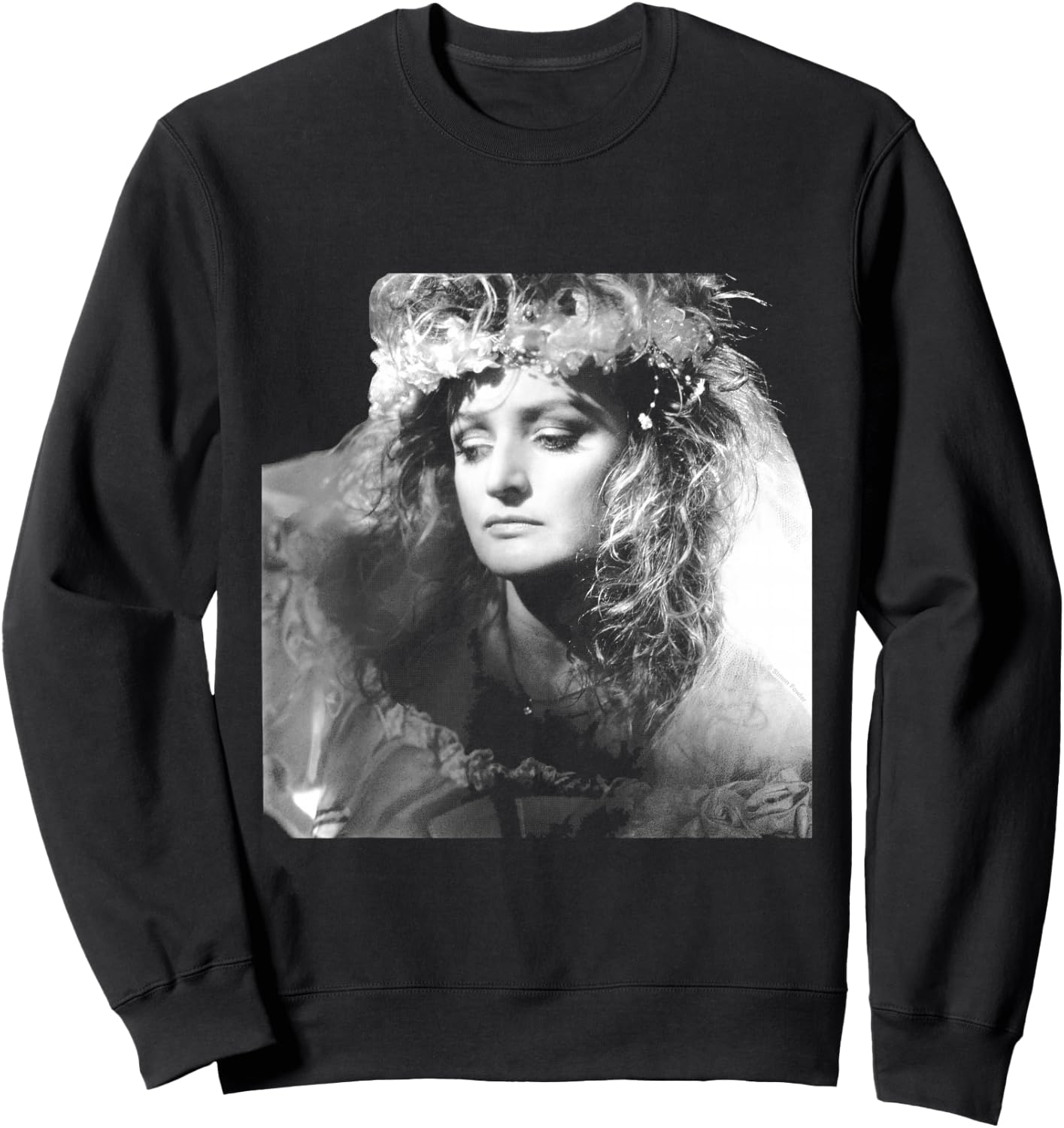 Singer Bonnie Tyler Floral Headdress By Simon Fowler Sweatshirt - Sweatshirt | Black