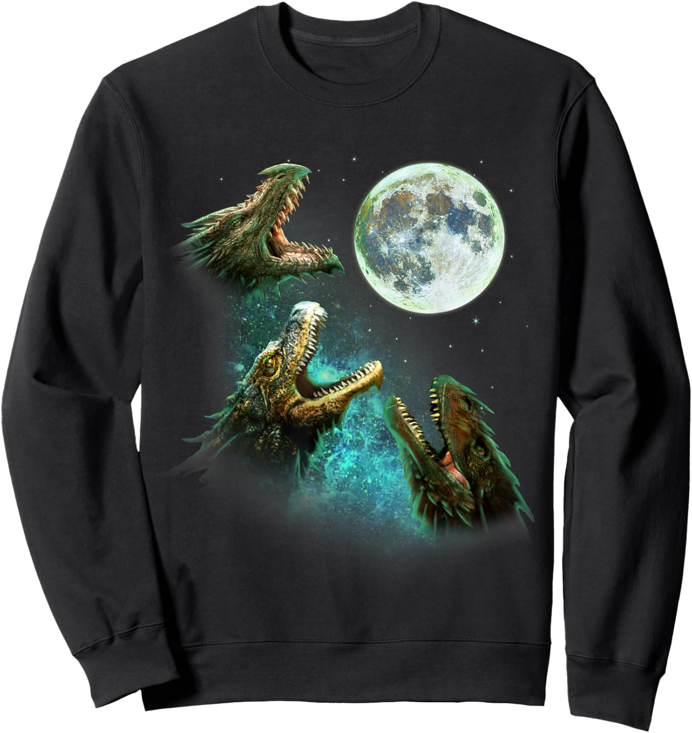 Three Dragons Howl At Moon 3 Wolfs Wolves - Funny Parody Sweatshirt - Sweatshirt | Black