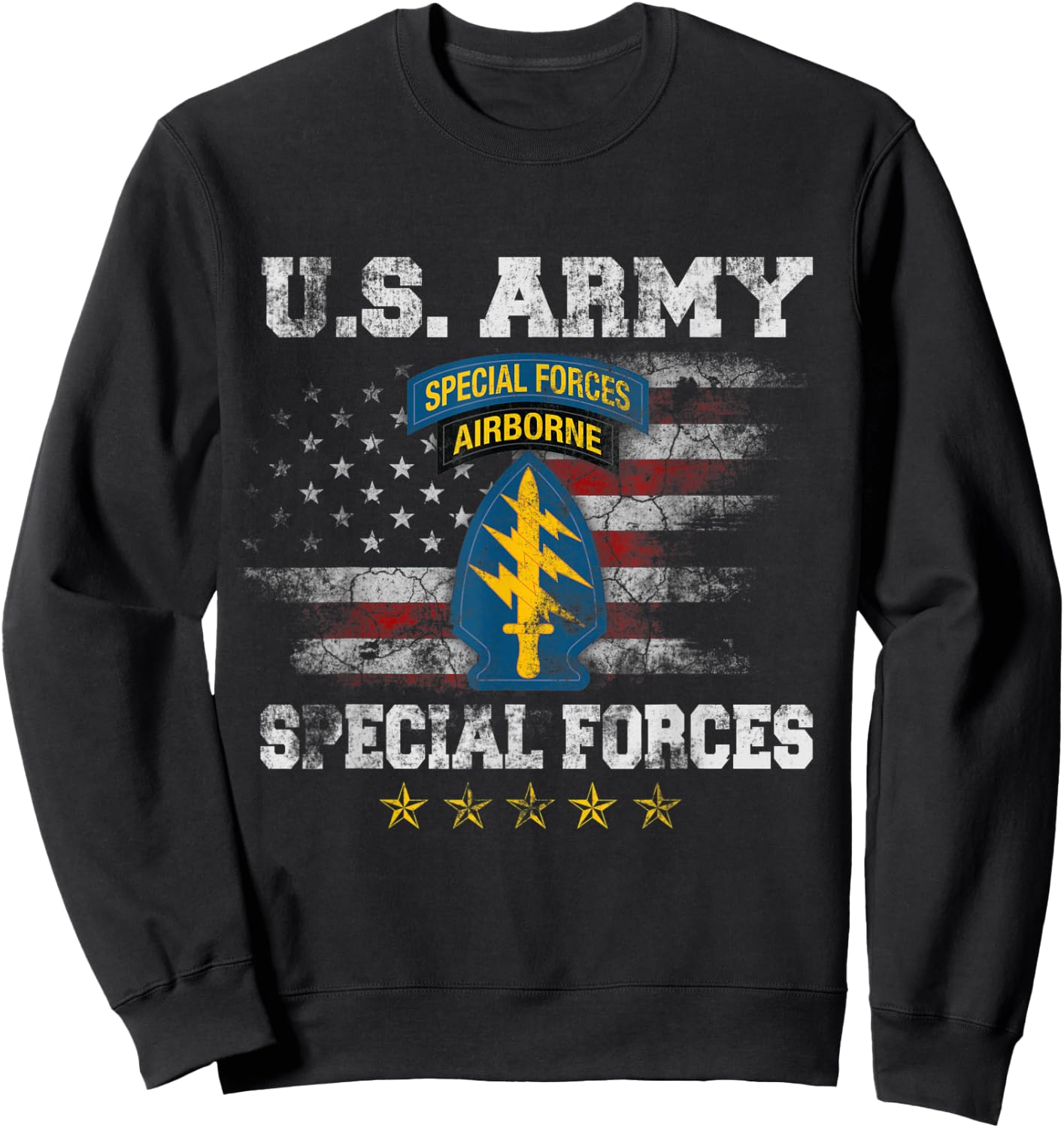 Special Forces Group Airborne Veteran Flag SFG 4th of July Sweatshirt - Sweatshirt | Black