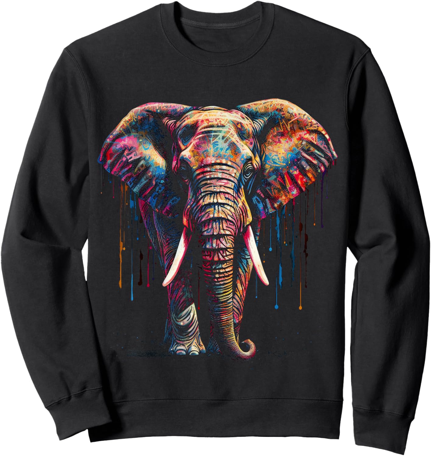 Elefant Kunst - Tier Bunt Zoo Elefant Sweatshirt - Sweatshirt | Black