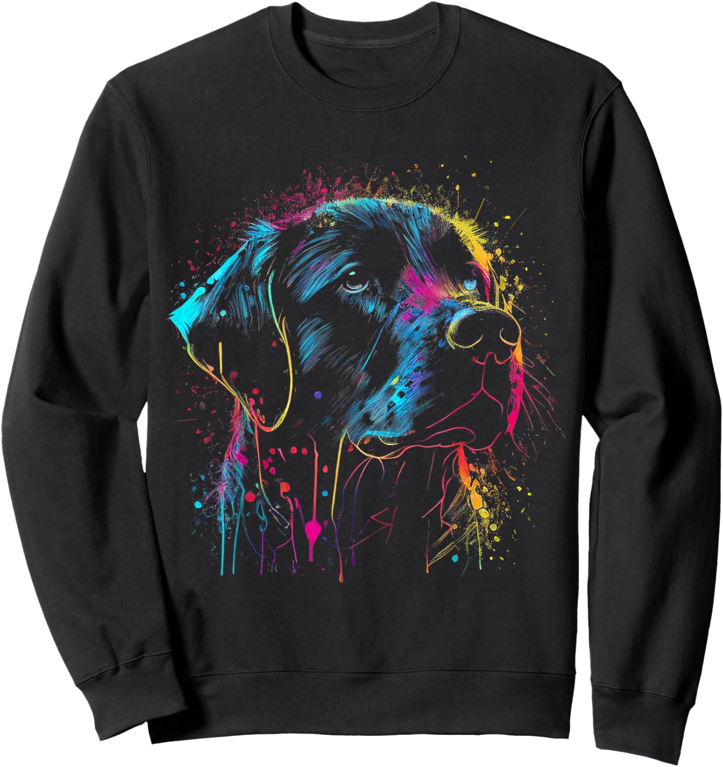 Schwarzer Labrador Hund Malerei Aquarell Farbe Bunte Mama Sweatshirt - Sweatshirt | Black