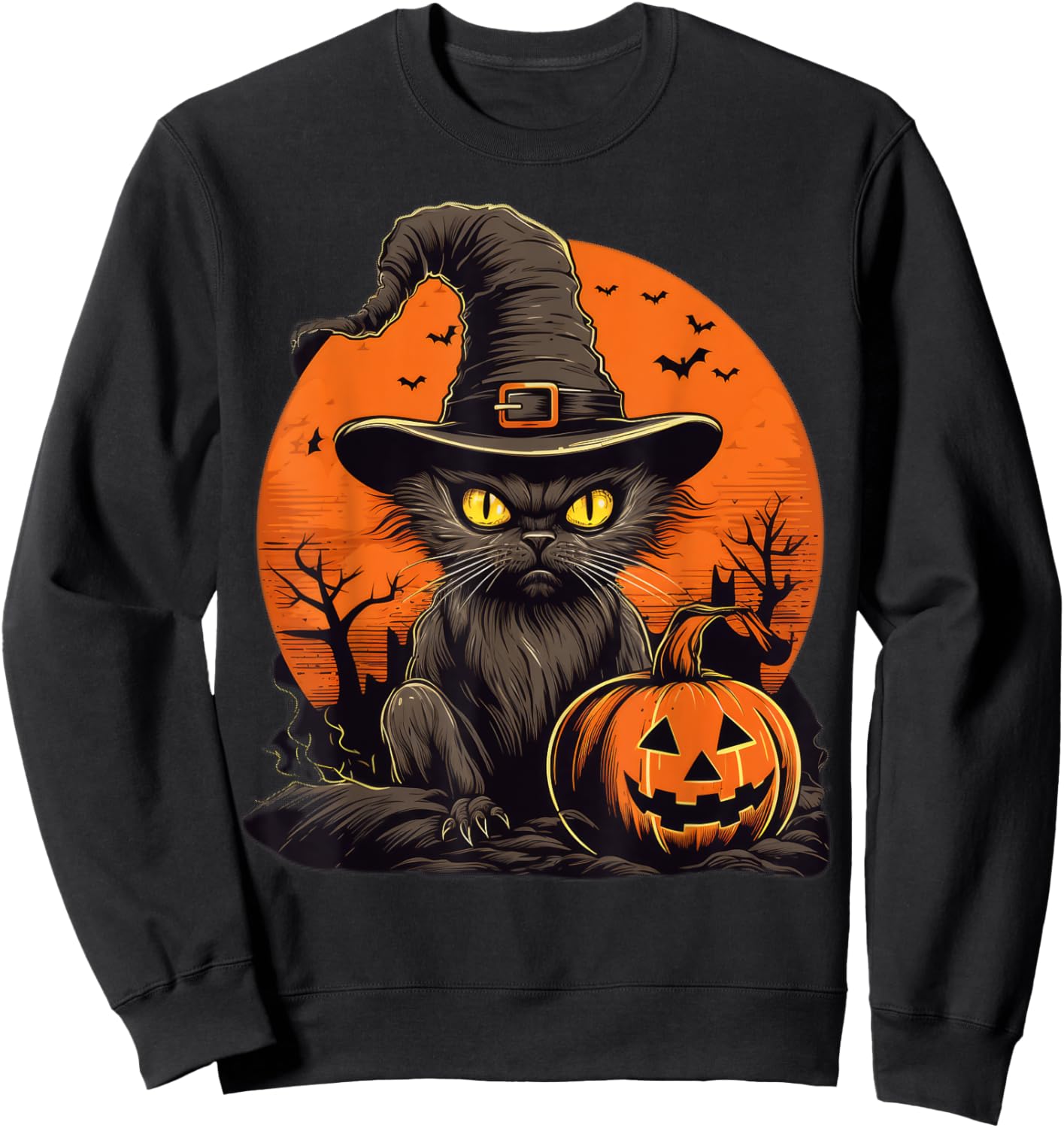 Funny Minimalist Cat | Men Women (XS - 6XL+) Sweatshirt - Sweatshirt | Black