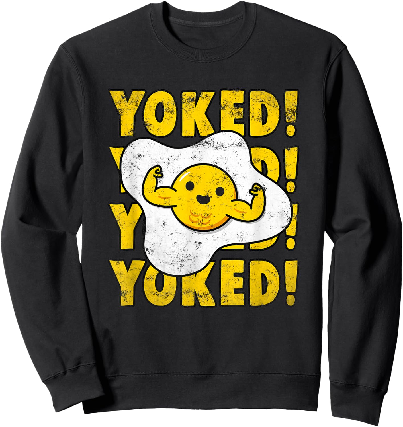 Yoked Bodybuilding Egg Yolk Bulking Men Funny Gym Sweatshirt - Sweatshirt | Black