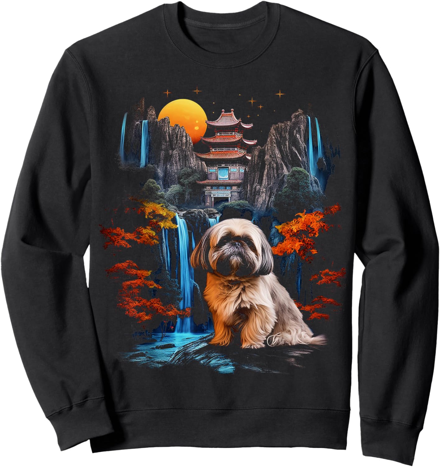 Shih Tzu Motif Pet Art Dog Shih Tzu Men Women Kids Sweatshirt - Sweatshirt | Black