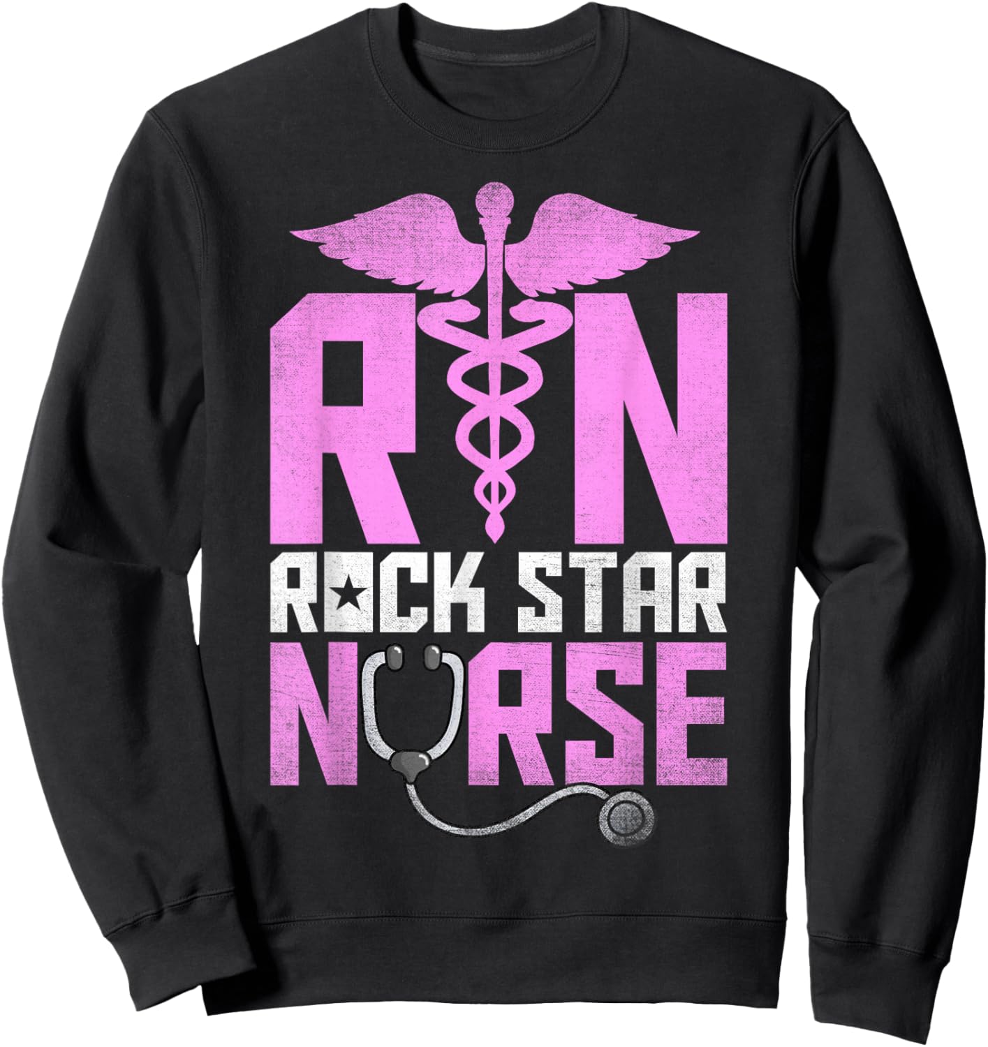RN Rock Star Nurse - Nursing Stethoscope Registered Nurse Sweatshirt - Sweatshirt | Black