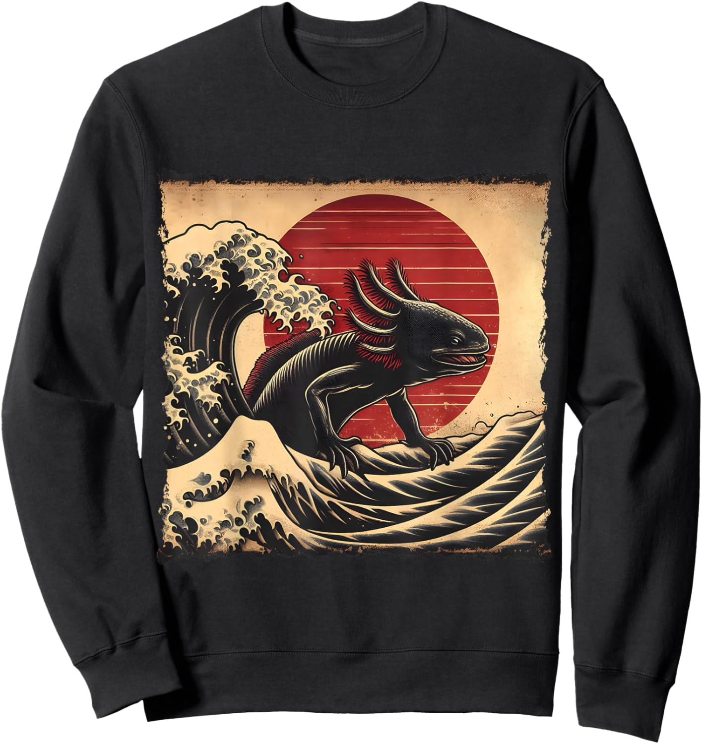 Retro Vintage Axolotl Kaiju Monster Japan Art Anime Lover Sweatshirt - Sweatshirt | Black