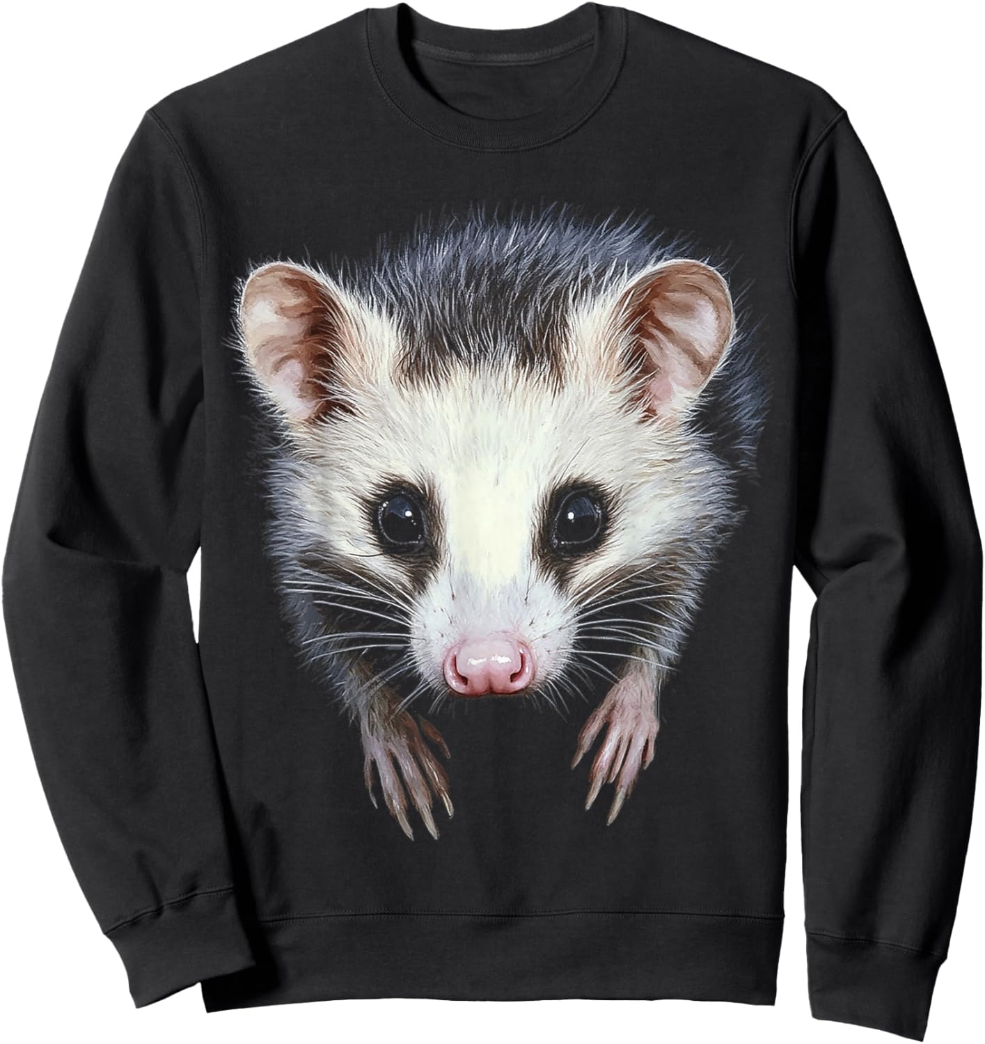 Opossum Animal Motif Artwork Opossum Sweatshirt - Sweatshirt | Black