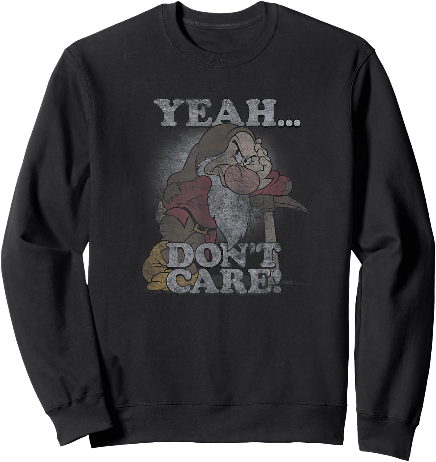 Disney Snow White Grumpy Leaning On Axe Yeah Don't Care Sweatshirt - Sweatshirt | Black