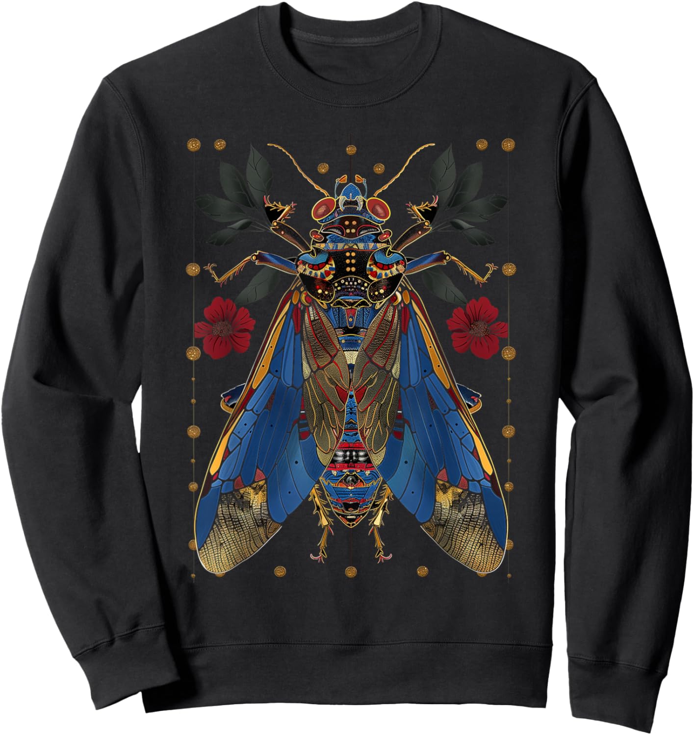 Cicadas Flowers Insects Beetle Vintage Tattoo Entomology Sweatshirt - Sweatshirt | Black