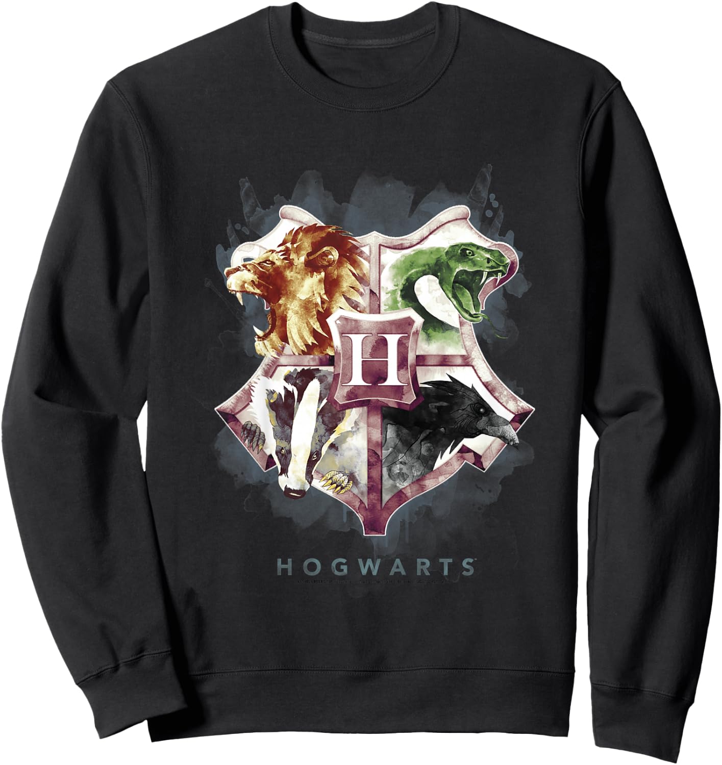 Kids Harry Potter Hogwarts Crest Watercolor Sweatshirt - Sweatshirt | Black