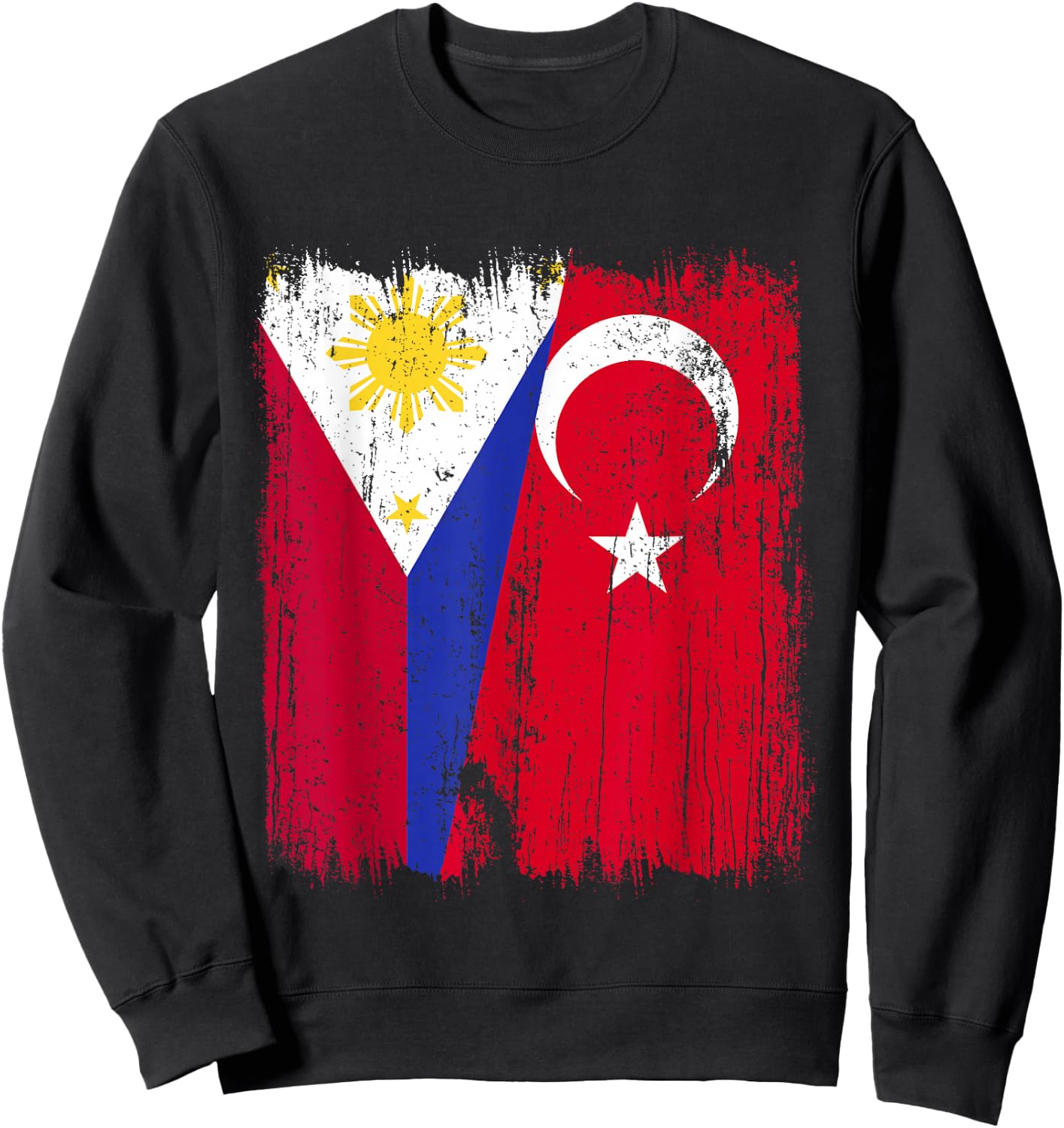 Philippines Turkey Half Flag Turkiye Filipino Turkish Jersey Sweatshirt - Sweatshirt | Black
