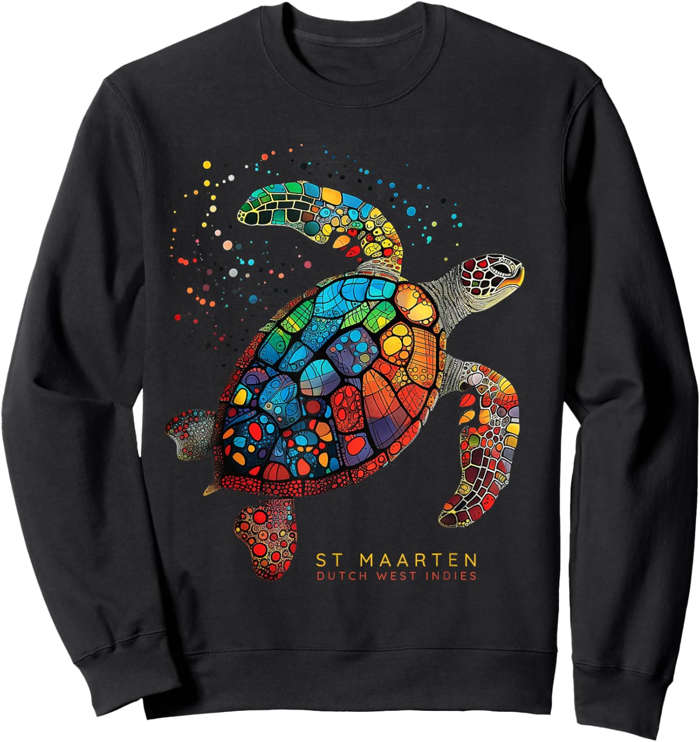 St Maarten Dutch West Indian Tribal Turtle St Martin Sweatshirt - Sweatshirt | Black