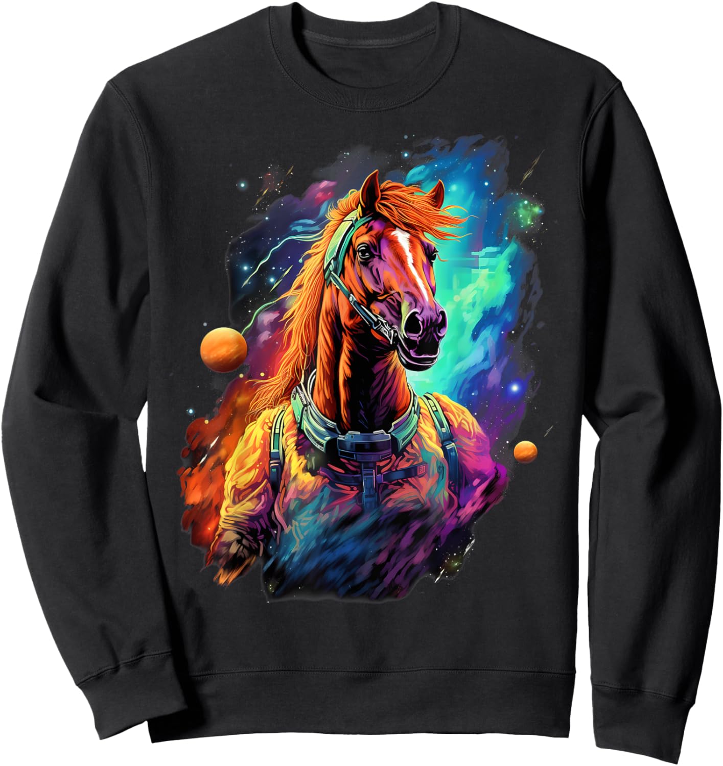 Space Aesthetic Horse Astronaut Sweatshirt - Sweatshirt | Black