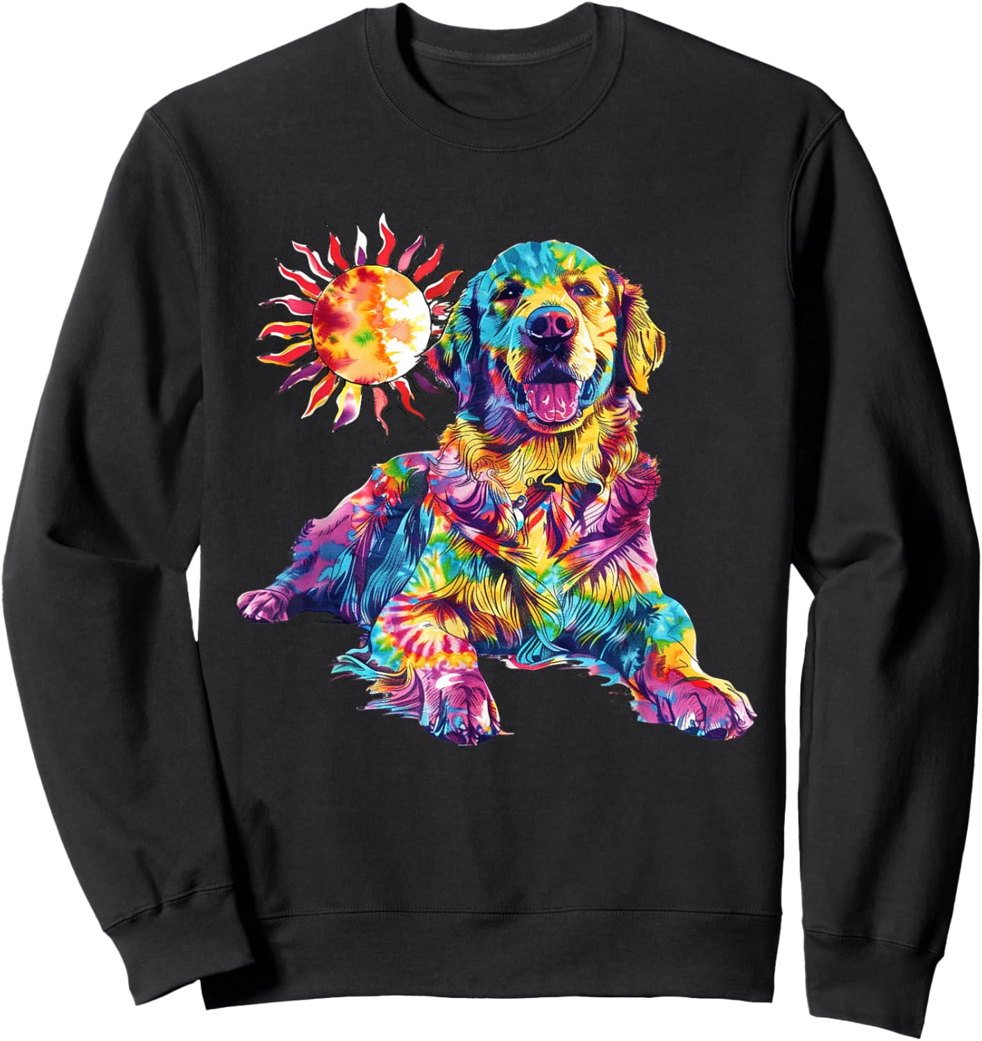 Golden Retriever Dog Colorful Art Image Shirt Lover Sweatshirt - Sweatshirt | Black