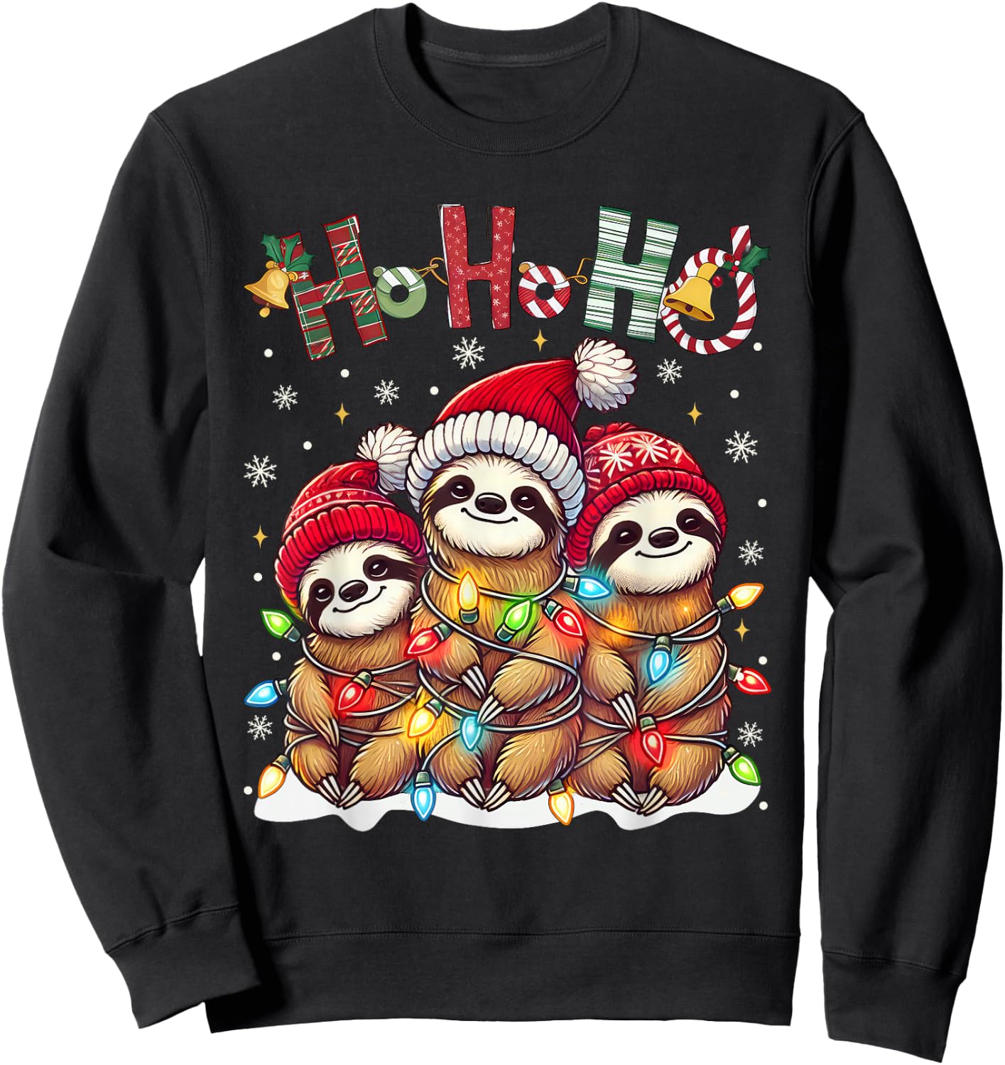 Christmas Pajamas Sloth Funny Sloths Christmas Outfit Sloth Sweatshirt - Sweatshirt | Black
