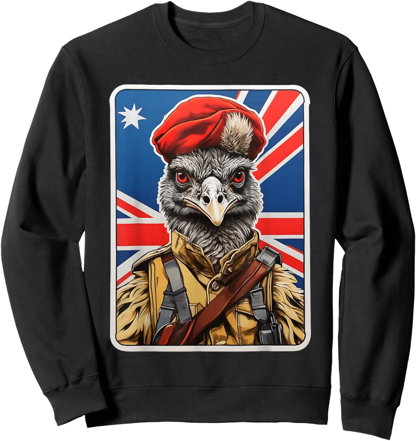 Emu War Hero Design - Emu in Military Uniform Sweatshirt - Sweatshirt | Black