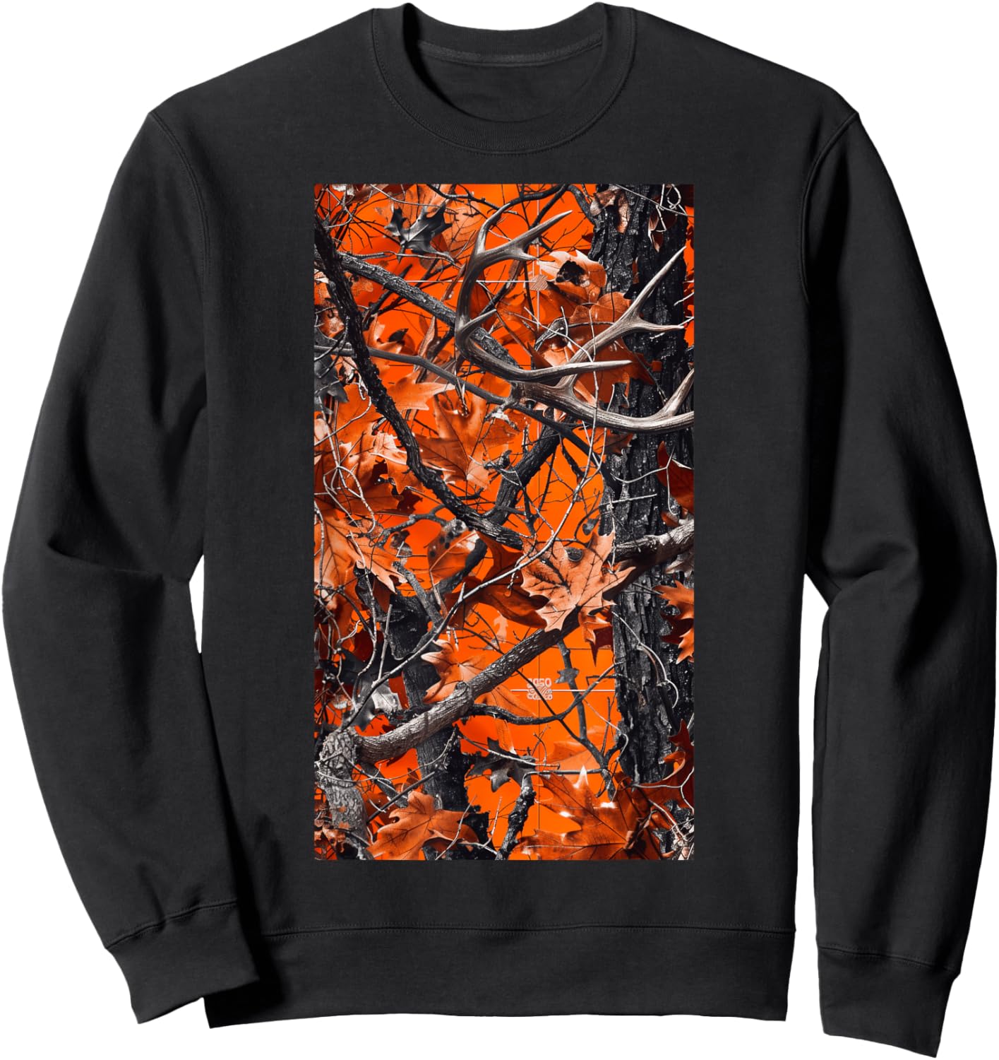 Orange Camo Autumn Fall leaves Oak Nature Forest Sweatshirt - Sweatshirt | Black