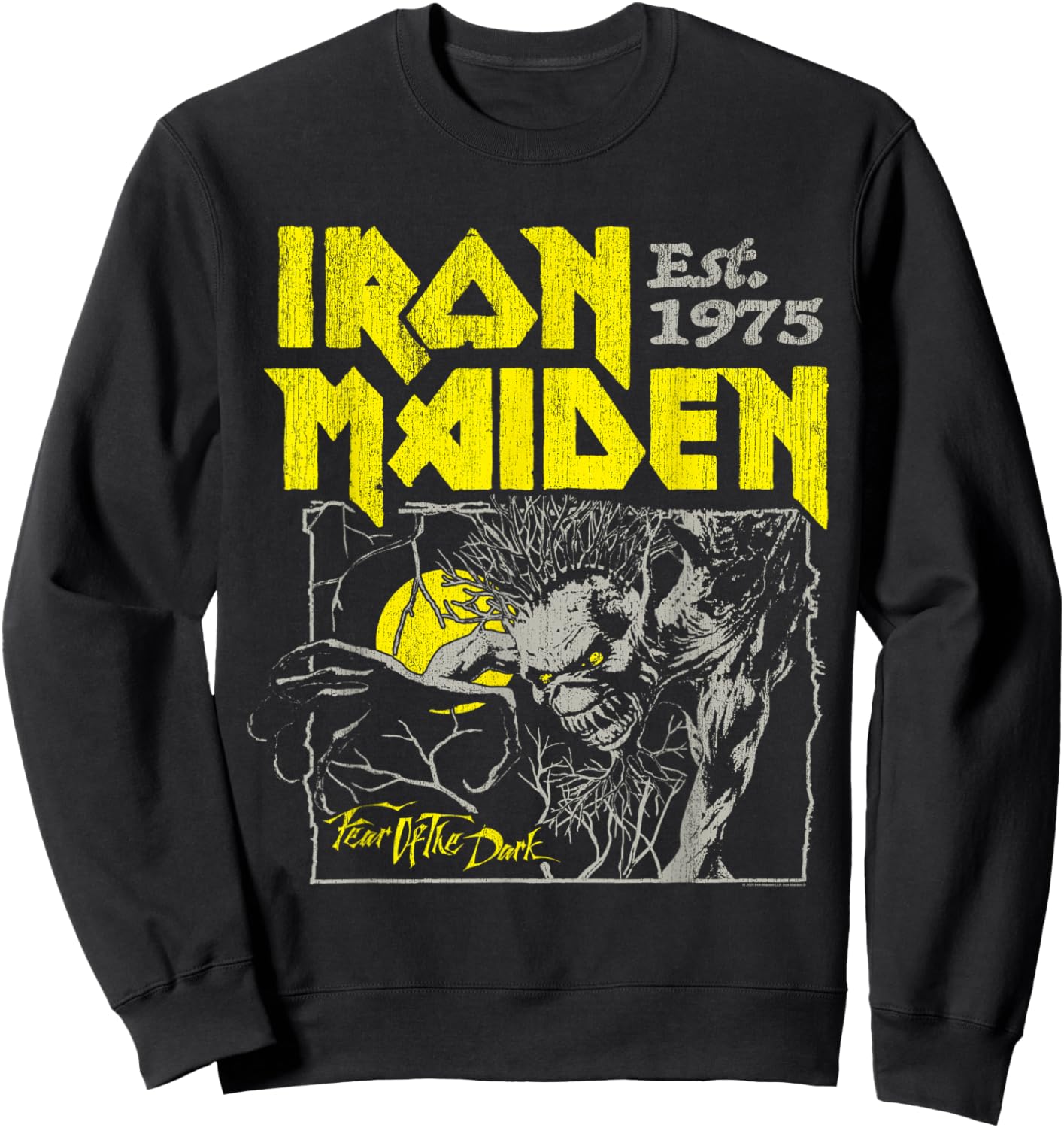 Iron Maiden Fear of The Dark Yellow Text Sweatshirt - Sweatshirt | Black