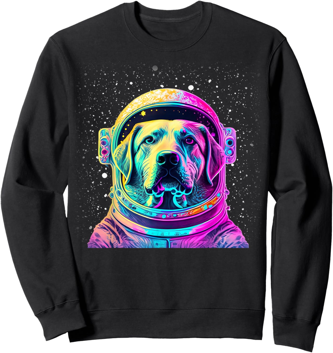 Space Dog: Labrador Astronaut Adventure Colorful Galaxy Sweatshirt - Sweatshirt | Black