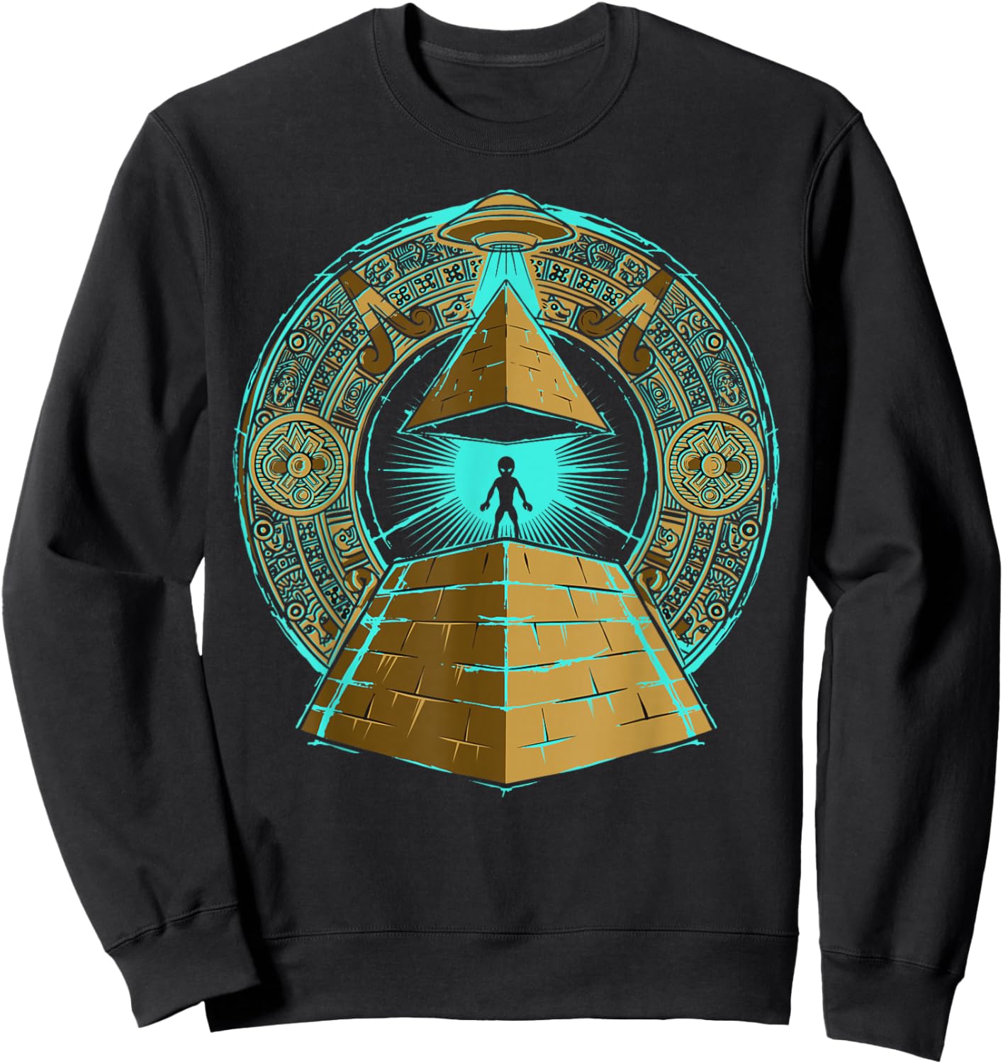 Ancient Astronaut Egyptian Pyramid Alien Conspiracy Theory Sweatshirt - Sweatshirt | Black