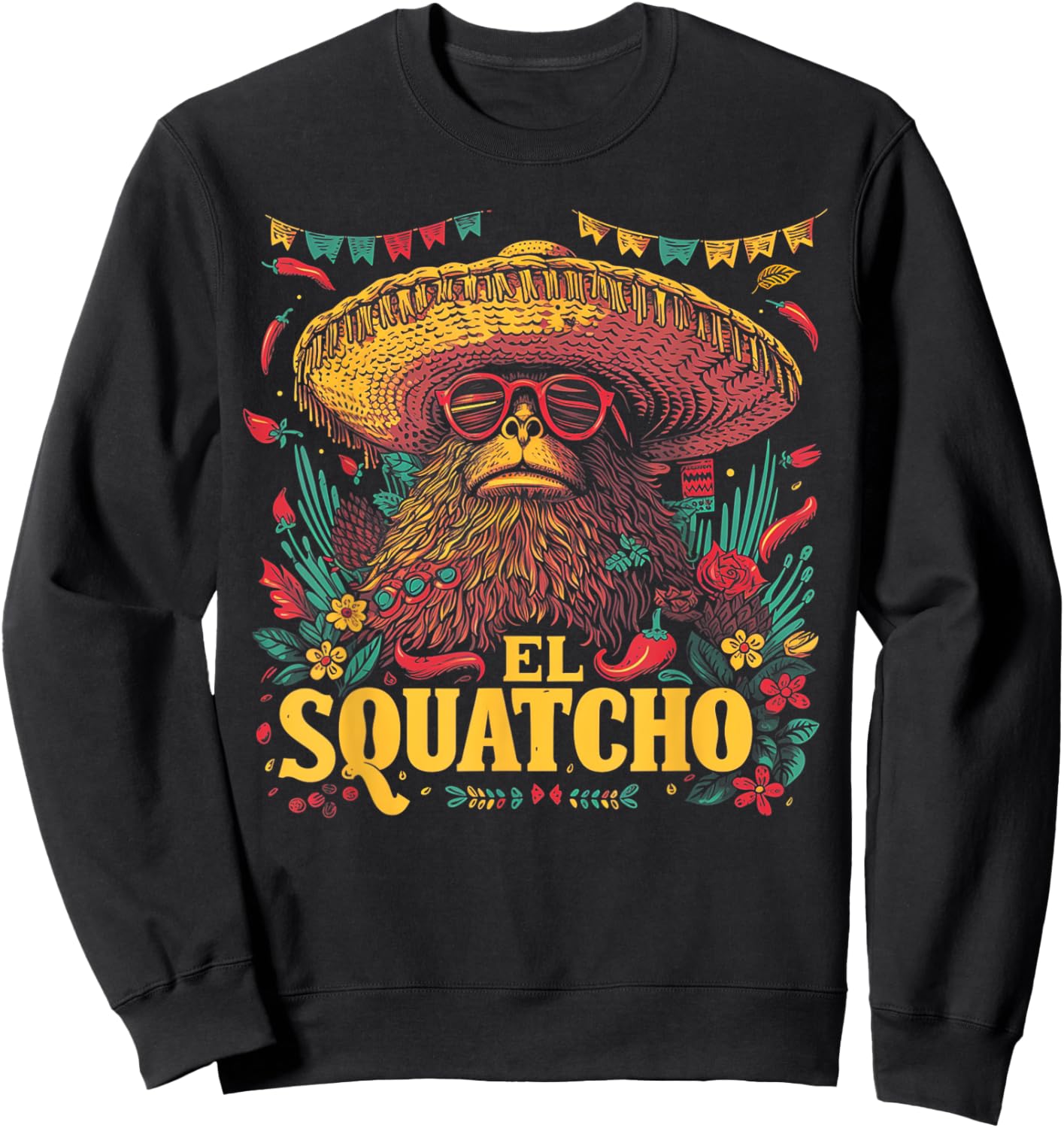 Bigfoot Sasquatch - Cinco De Mayo Mexican Sombrero Fiesta Sweatshirt - Sweatshirt | Black