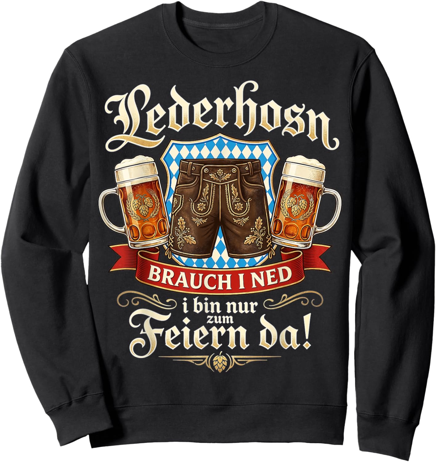 Passend für Oktoberfest Shirt Herren Trachtenshirt Trachten Sweatshirt - Sweatshirt | Black
