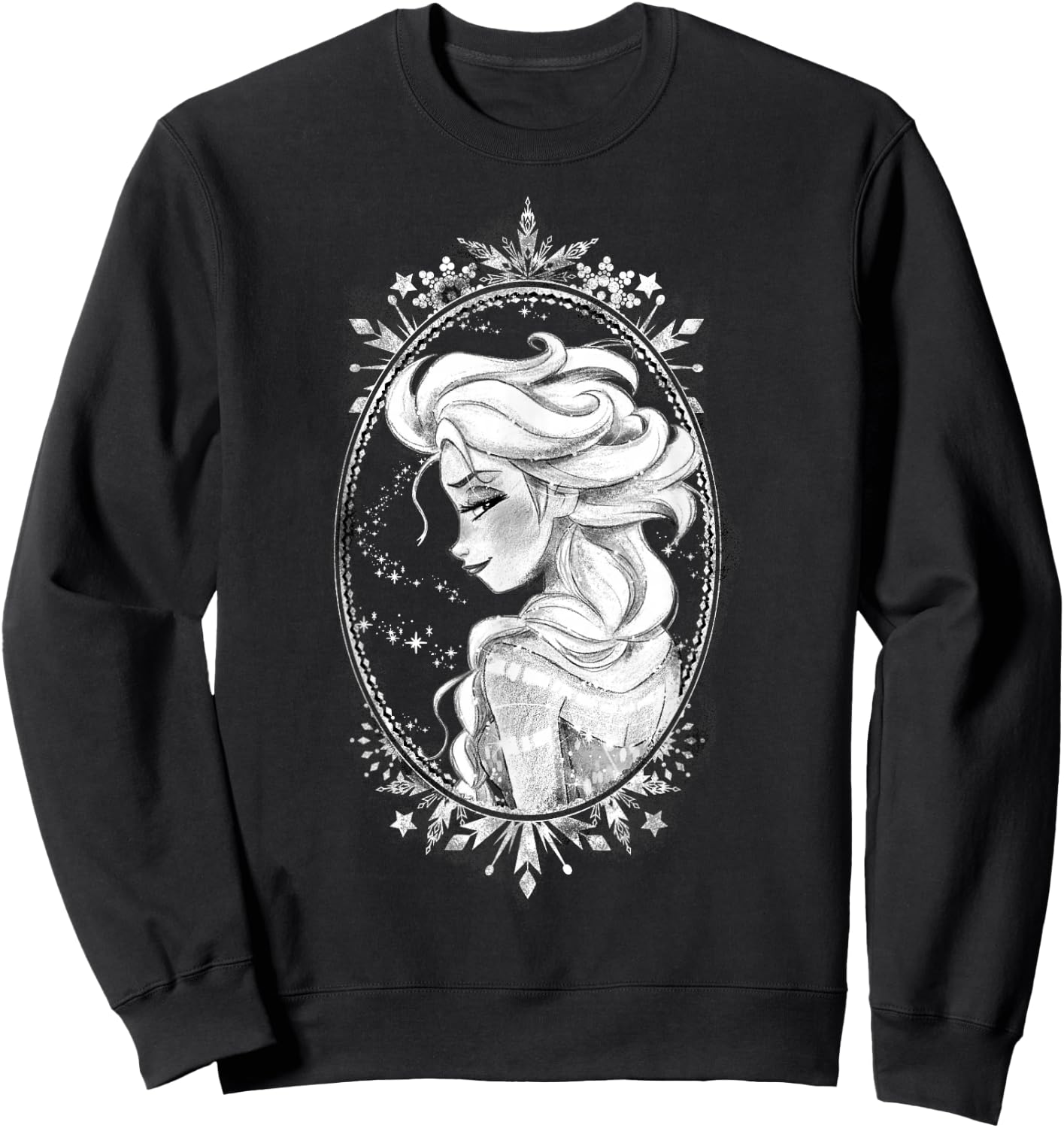 Disney Frozen Elsa Sketch Portrait Snowflakes Sweatshirt - Sweatshirt | Black